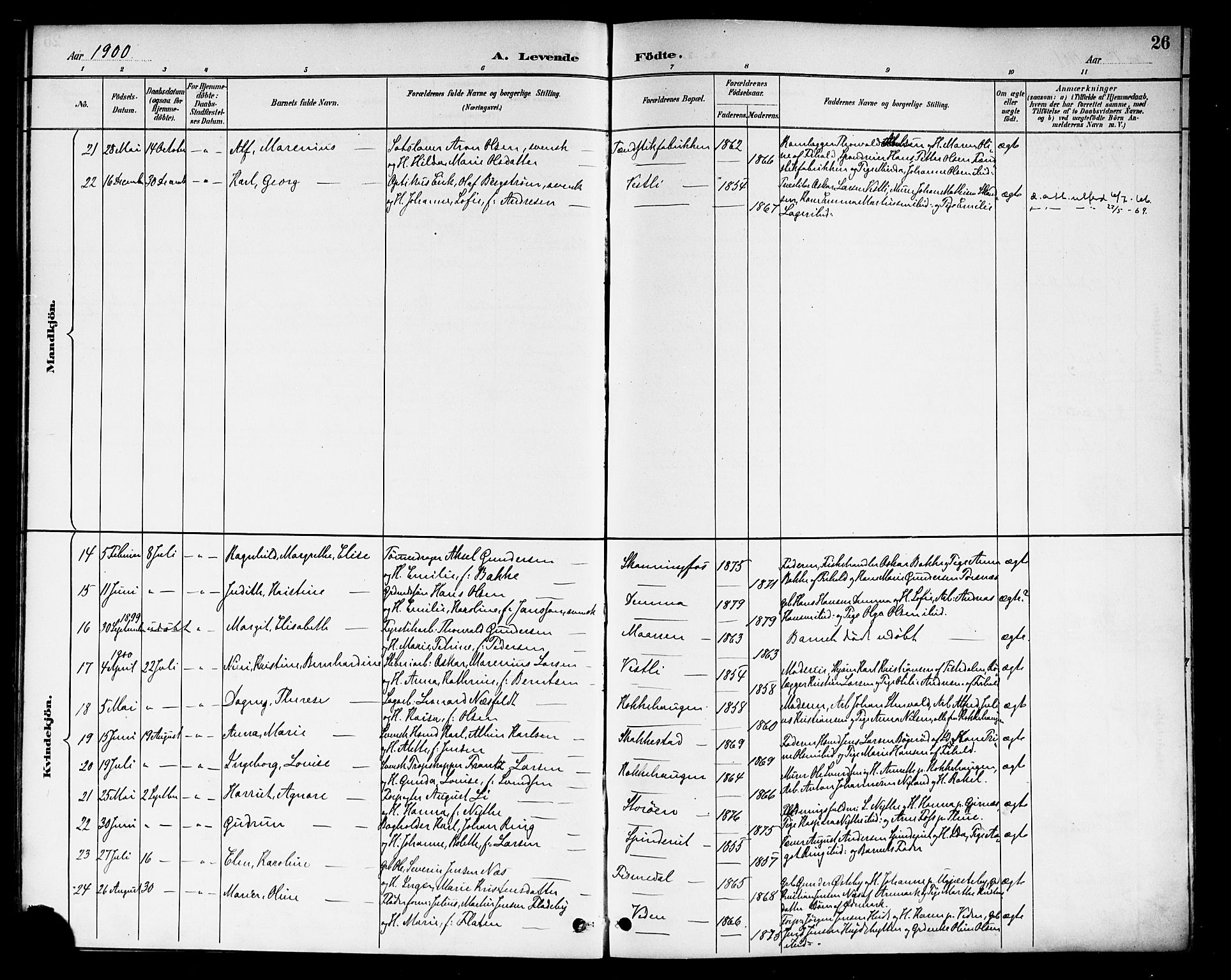 Berg prestekontor Kirkebøker, AV/SAO-A-10902/F/Fb/L0002: Parish register (official) no. II 2, 1888-1902, p. 26