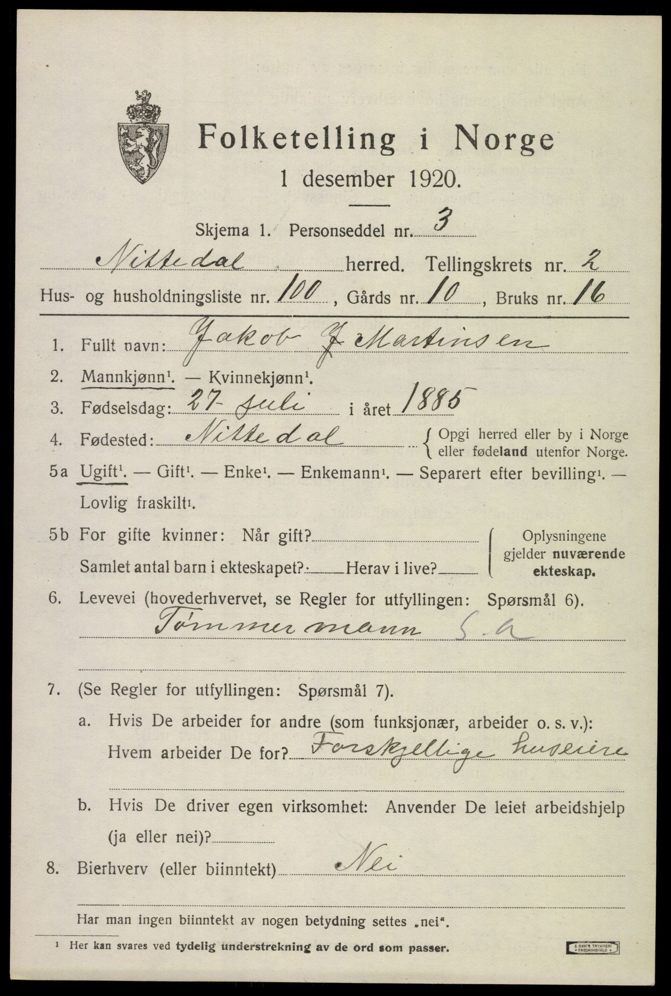 SAO, 1920 census for Nittedal, 1920, p. 2906