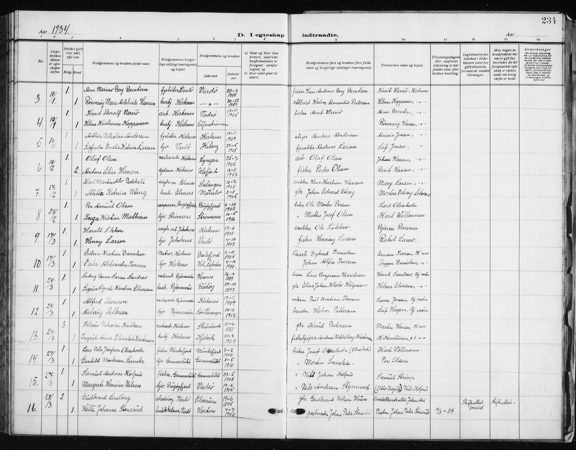 Sør-Varanger sokneprestkontor, AV/SATØ-S-1331/H/Hb/L0006klokker: Parish register (copy) no. 6, 1929-1938, p. 234