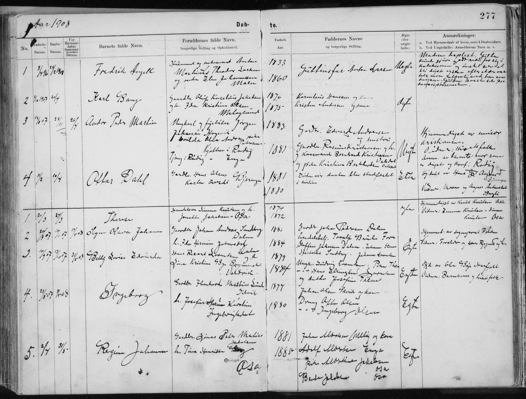 Ministerialprotokoller, klokkerbøker og fødselsregistre - Nordland, SAT/A-1459/843/L0636: Parish register (copy) no. 843C05, 1884-1909, p. 277