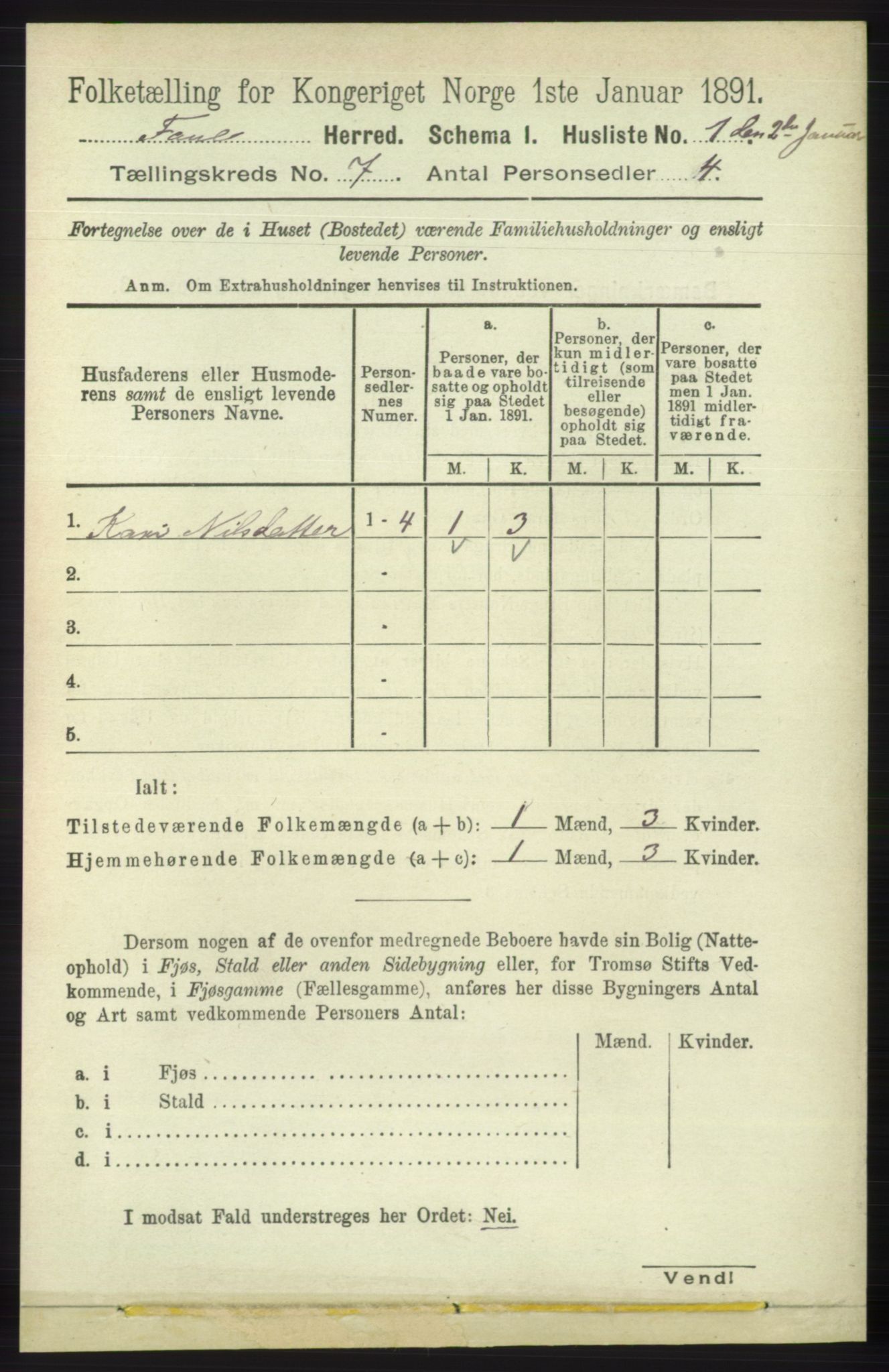 RA, 1891 census for 1249 Fana, 1891, p. 2914