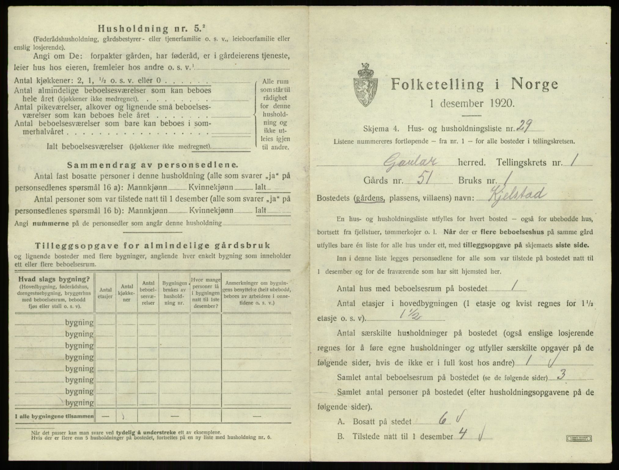 SAB, 1920 census for Gaular, 1920, p. 116