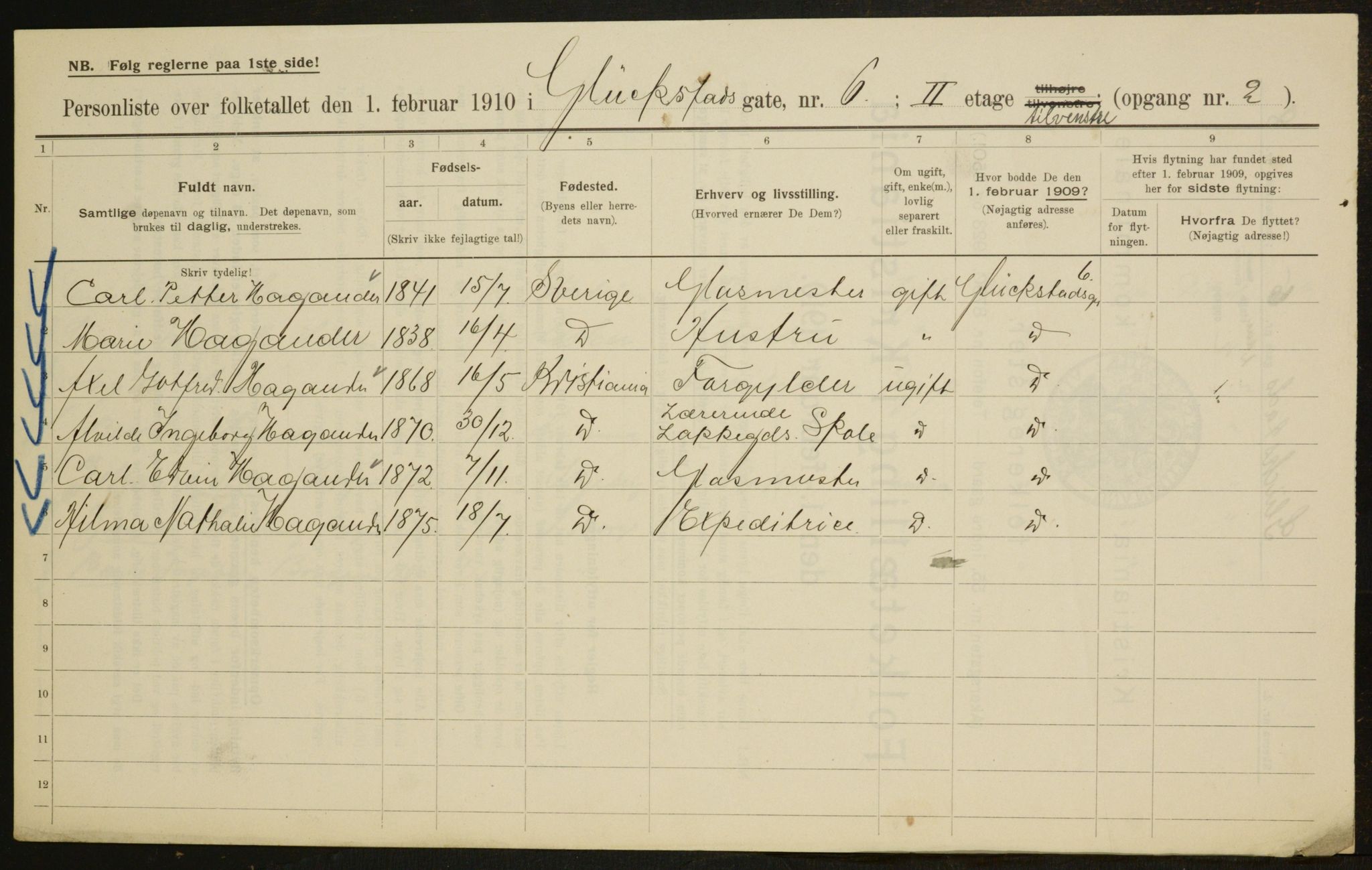 OBA, Municipal Census 1910 for Kristiania, 1910, p. 28053