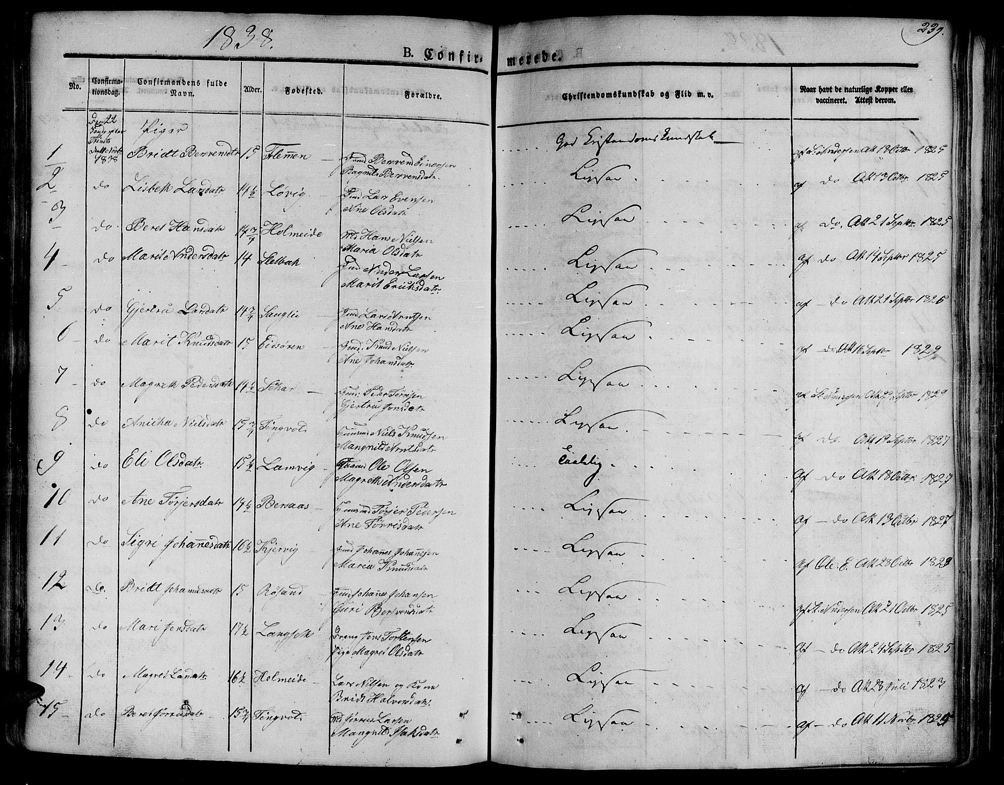 Ministerialprotokoller, klokkerbøker og fødselsregistre - Møre og Romsdal, AV/SAT-A-1454/586/L0983: Parish register (official) no. 586A09, 1829-1843, p. 239