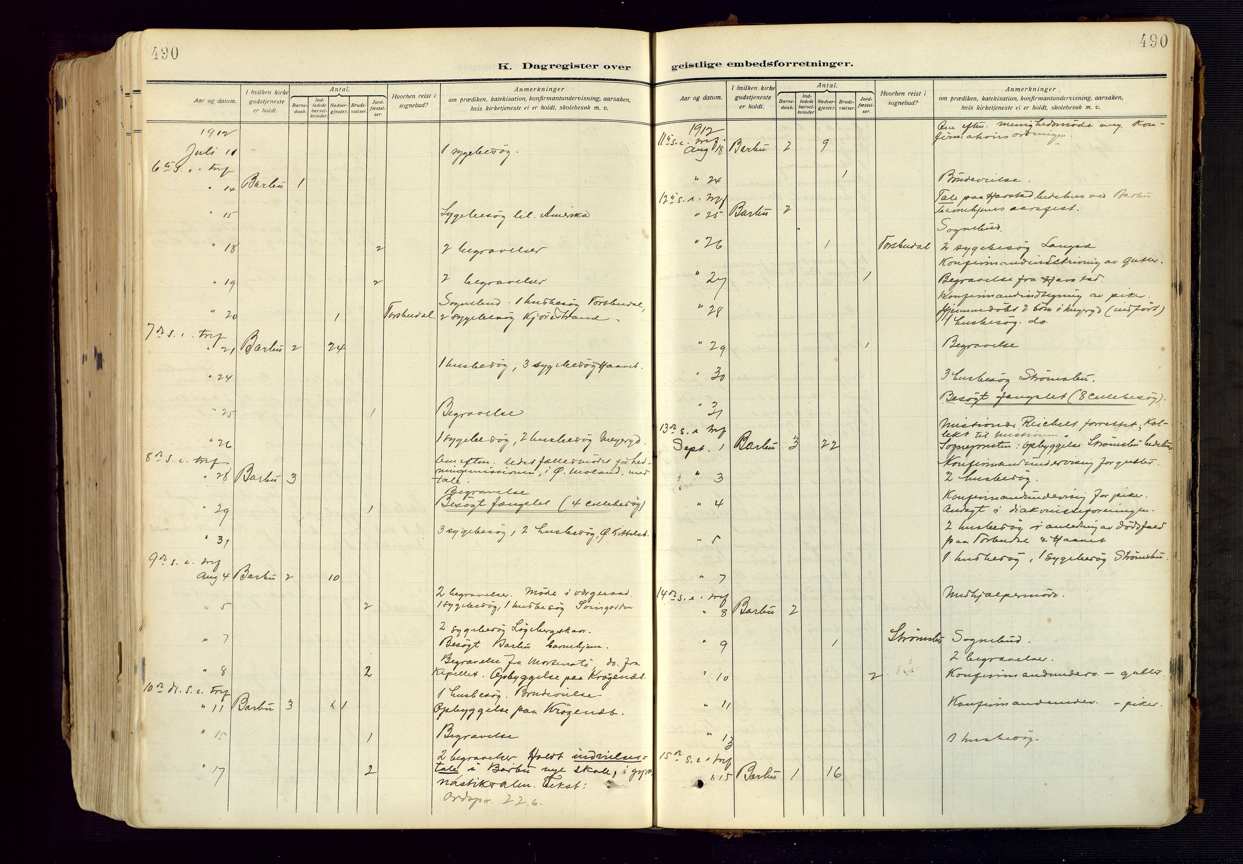 Barbu sokneprestkontor, AV/SAK-1111-0003/F/Fa/L0006: Parish register (official) no. A 6, 1910-1929, p. 490