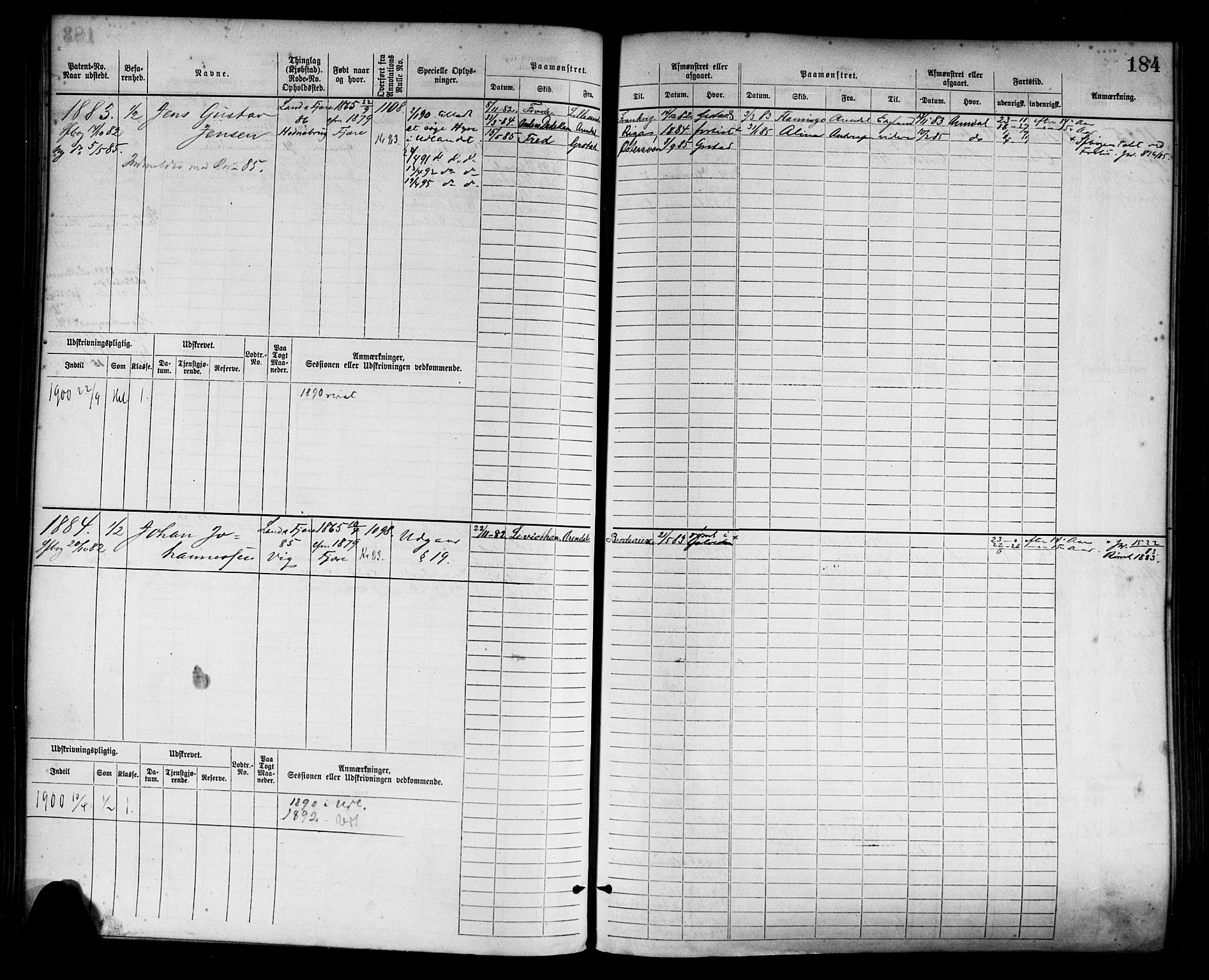 Grimstad mønstringskrets, AV/SAK-2031-0013/F/Fb/L0003: Hovedrulle nr 1517-2276, F-6, 1877-1888, p. 192