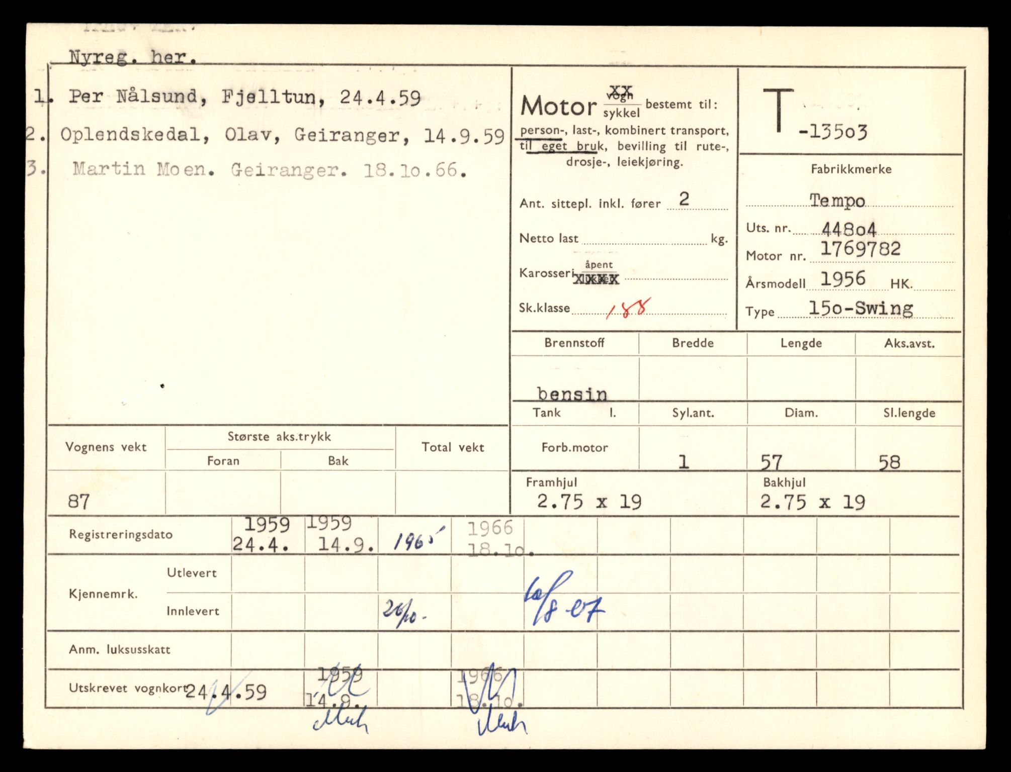 Møre og Romsdal vegkontor - Ålesund trafikkstasjon, AV/SAT-A-4099/F/Fe/L0039: Registreringskort for kjøretøy T 13361 - T 13530, 1927-1998, p. 2528