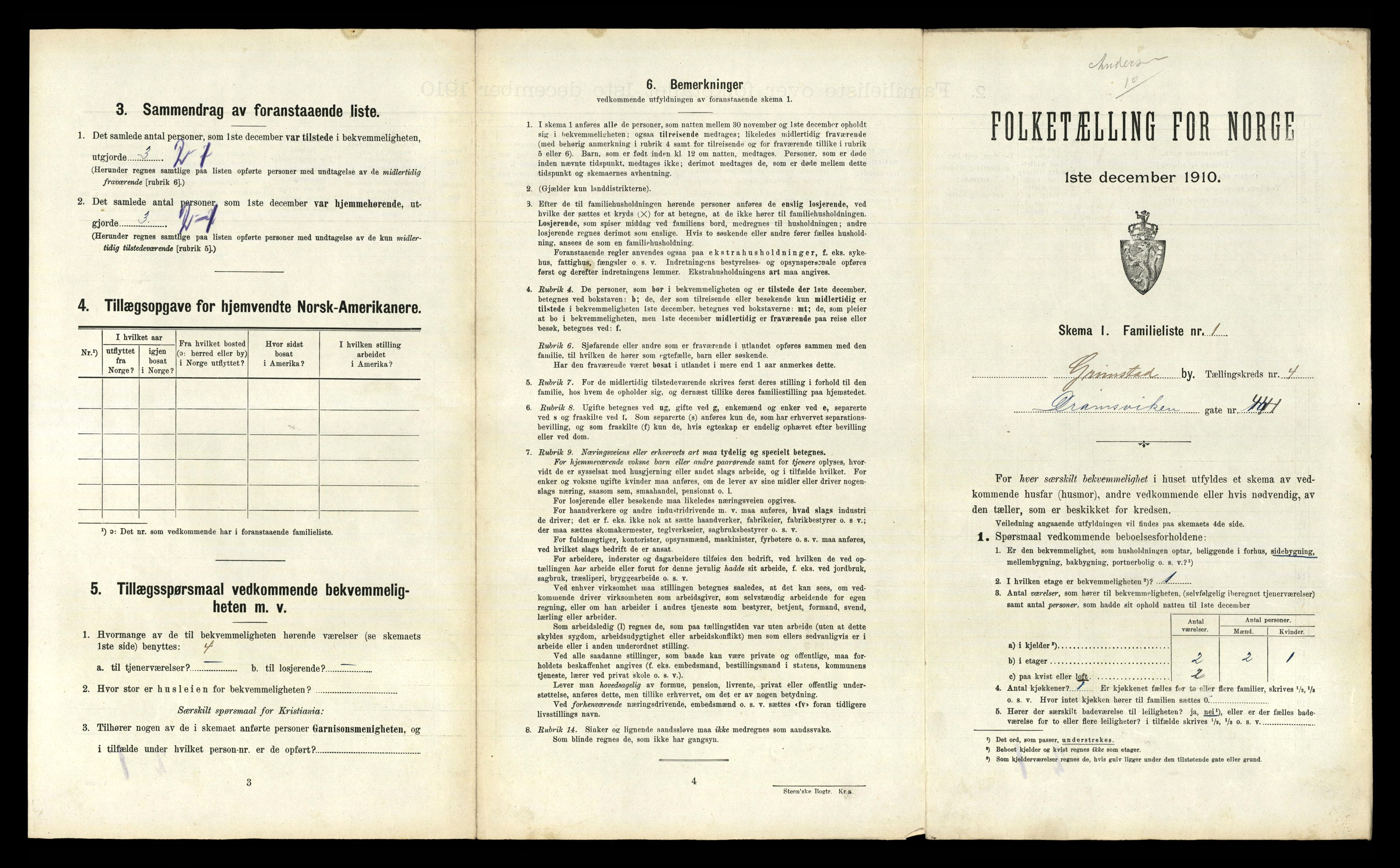 RA, 1910 census for Grimstad, 1910, p. 1004