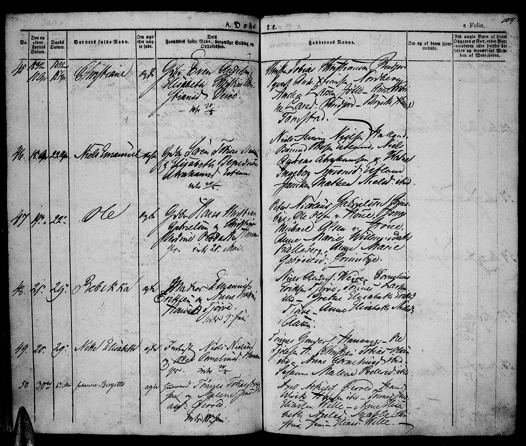 Lista sokneprestkontor, AV/SAK-1111-0027/F/Fa/L0008: Parish register (official) no. A 8, 1823-1835, p. 104