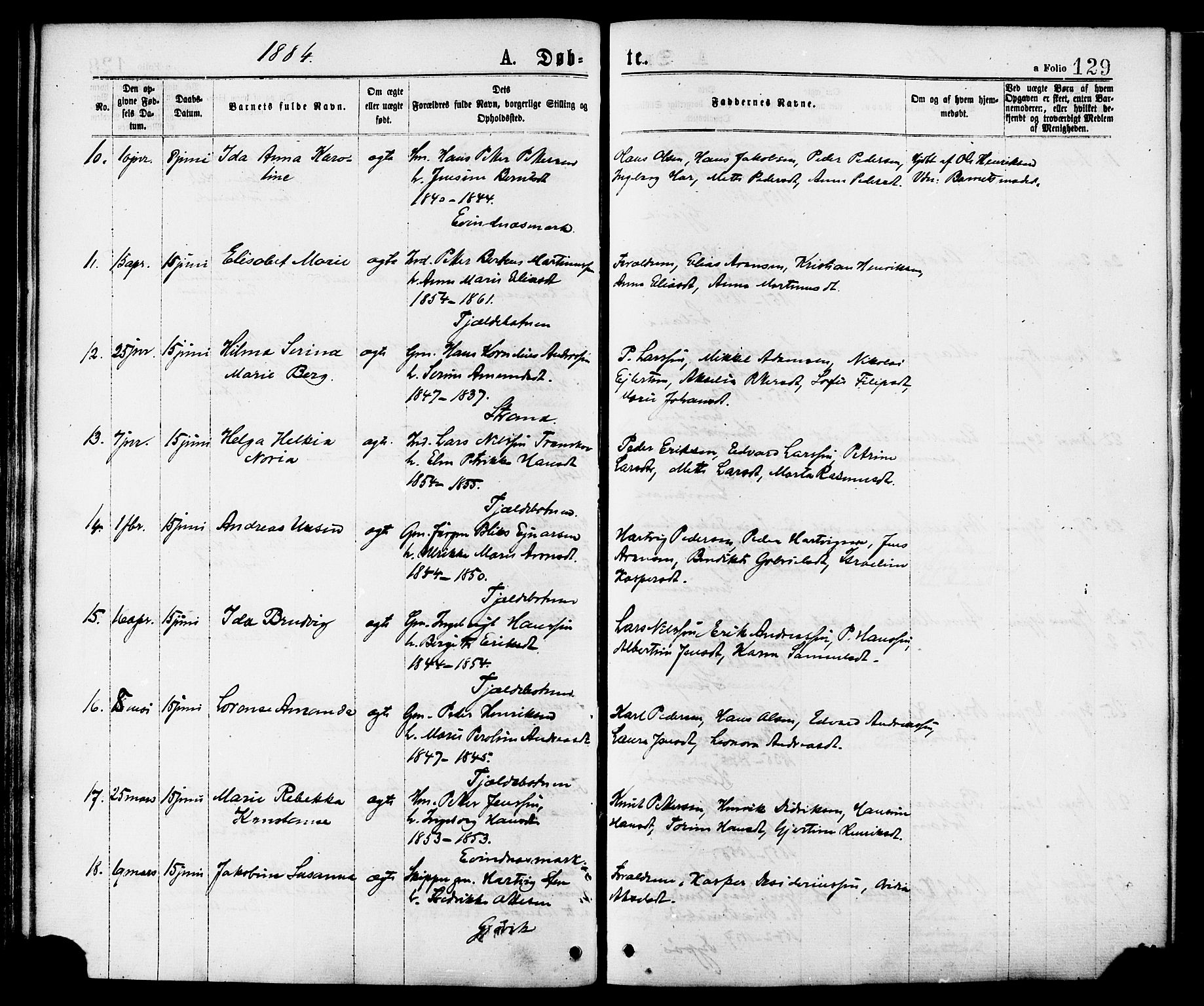 Ministerialprotokoller, klokkerbøker og fødselsregistre - Nordland, AV/SAT-A-1459/863/L0897: Parish register (official) no. 863A09, 1872-1886, p. 129