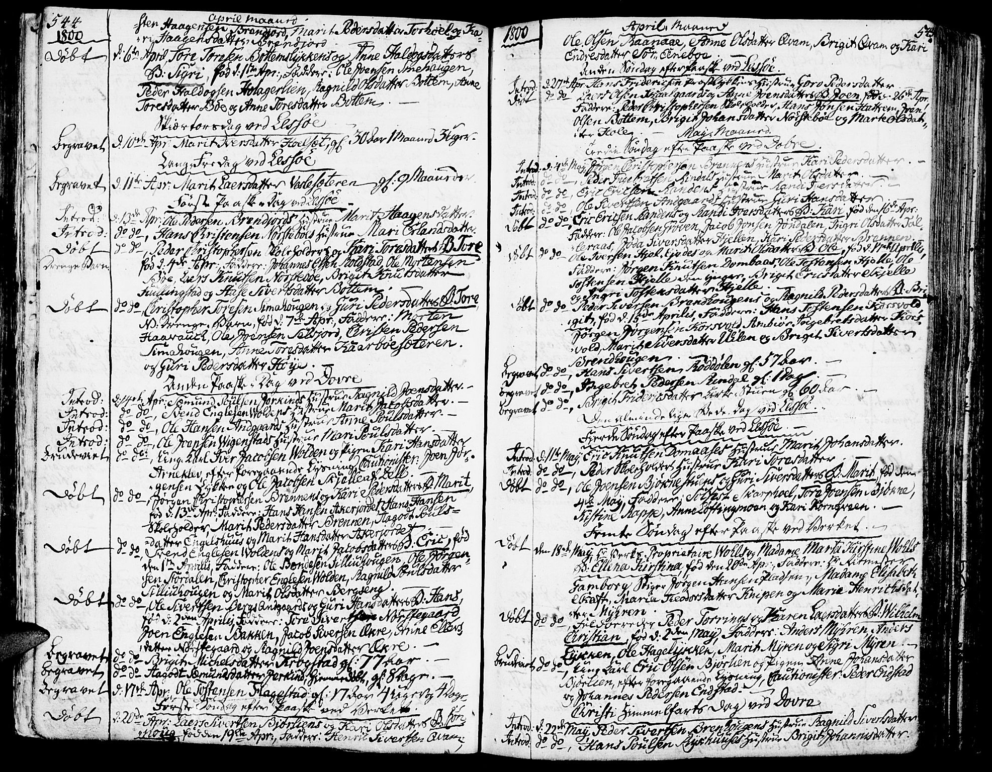 Lesja prestekontor, AV/SAH-PREST-068/H/Ha/Haa/L0003: Parish register (official) no. 3, 1777-1819, p. 544-545
