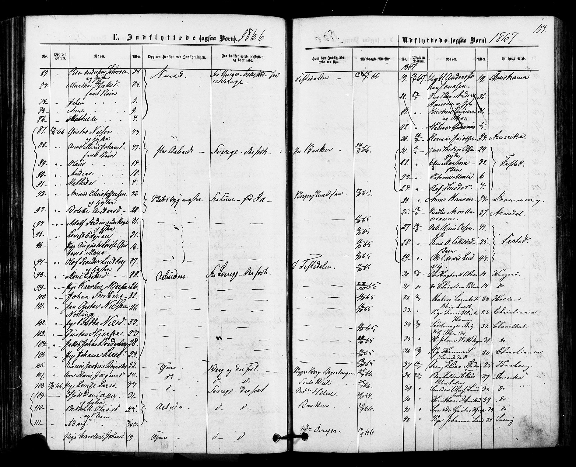 Halden prestekontor Kirkebøker, SAO/A-10909/F/Fa/L0010: Parish register (official) no. I 10, 1866-1877, p. 103