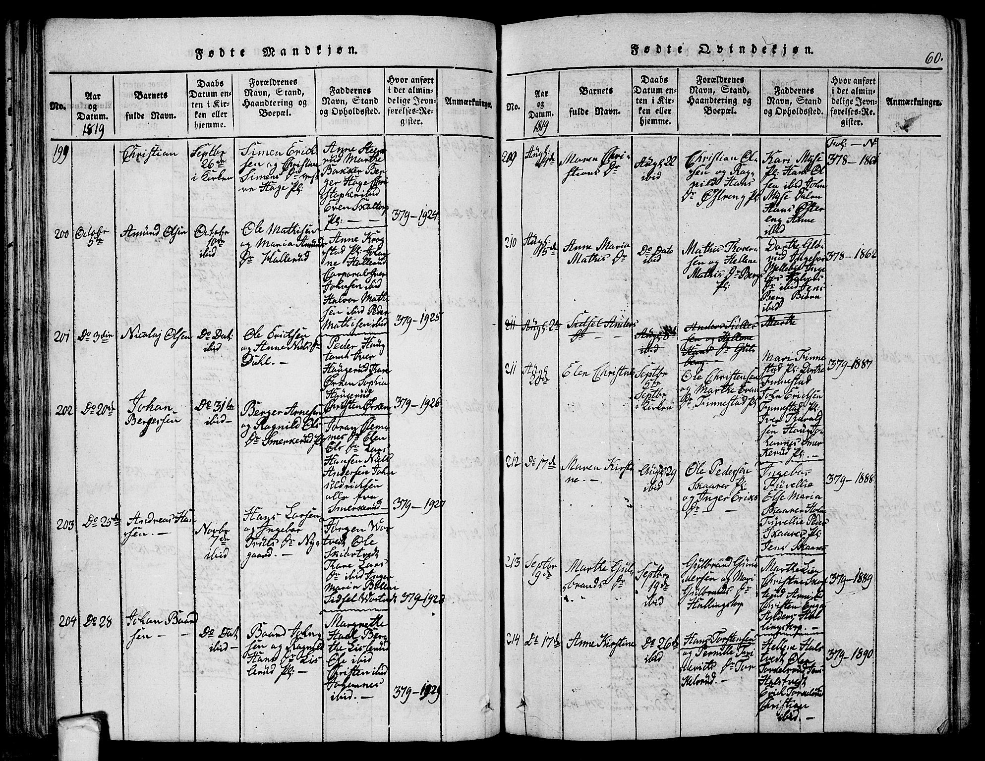 Eidsberg prestekontor Kirkebøker, AV/SAO-A-10905/G/Ga/L0001: Parish register (copy) no. I 1, 1814-1831, p. 60