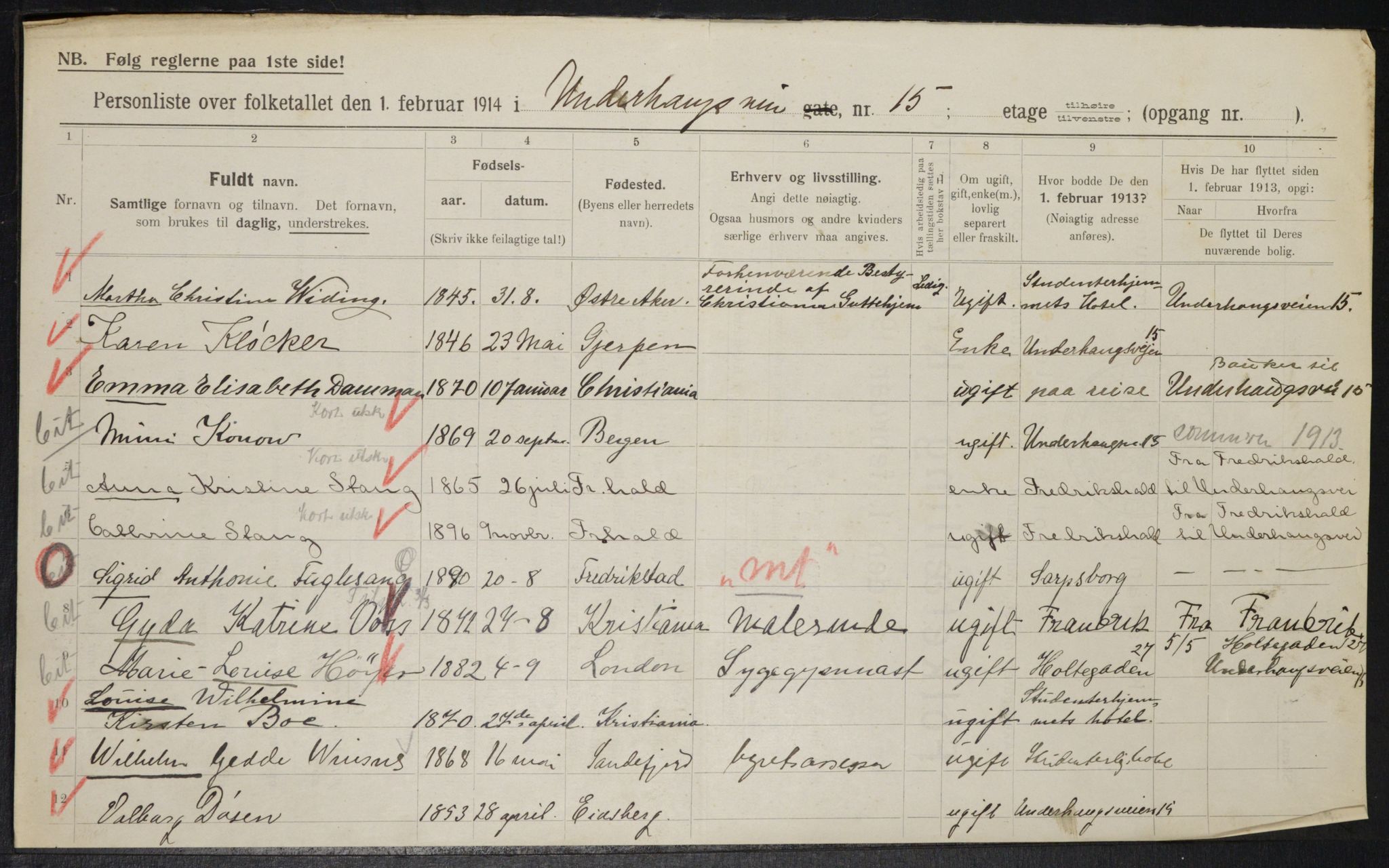 OBA, Municipal Census 1914 for Kristiania, 1914, p. 120962