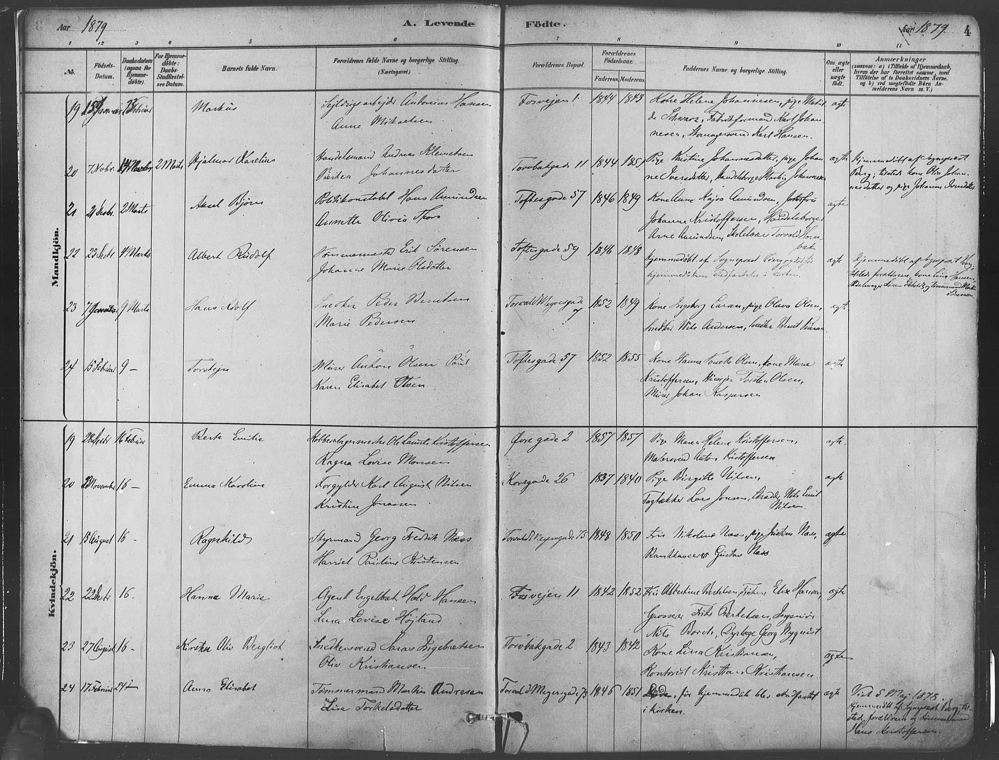 Paulus prestekontor Kirkebøker, AV/SAO-A-10871/F/Fa/L0003: Parish register (official) no. 3, 1879-1887, p. 4