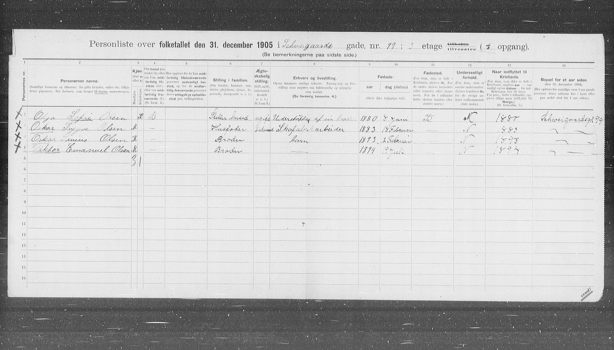 OBA, Municipal Census 1905 for Kristiania, 1905, p. 47746