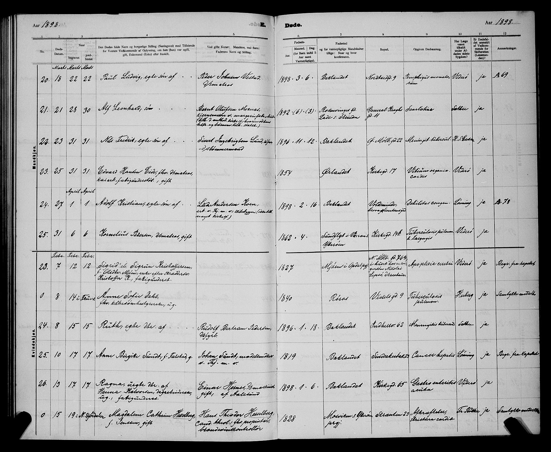 Ministerialprotokoller, klokkerbøker og fødselsregistre - Sør-Trøndelag, AV/SAT-A-1456/604/L0224: Parish register (copy) no. 604C07, 1894-1898