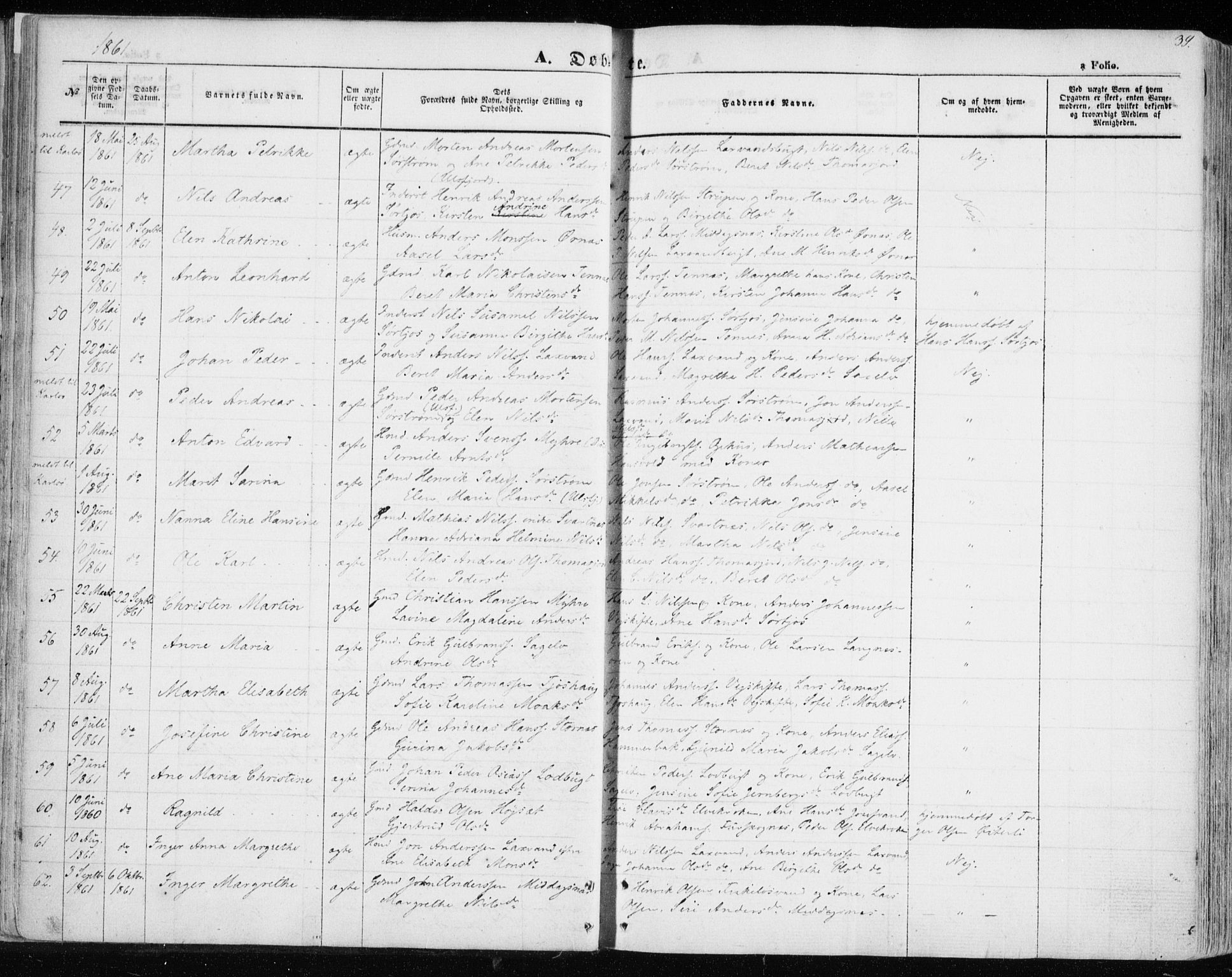 Balsfjord sokneprestembete, SATØ/S-1303/G/Ga/L0003kirke: Parish register (official) no. 3, 1856-1870, p. 39
