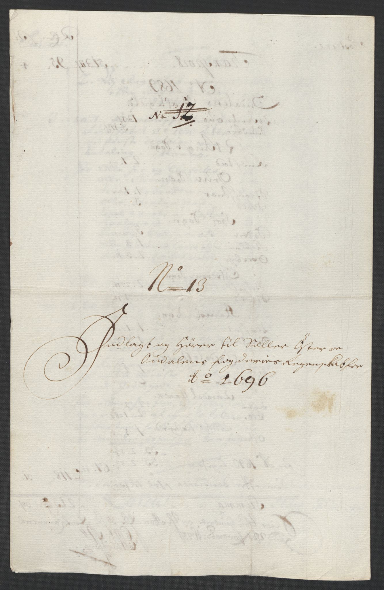 Rentekammeret inntil 1814, Reviderte regnskaper, Fogderegnskap, AV/RA-EA-4092/R13/L0834: Fogderegnskap Solør, Odal og Østerdal, 1696, p. 63