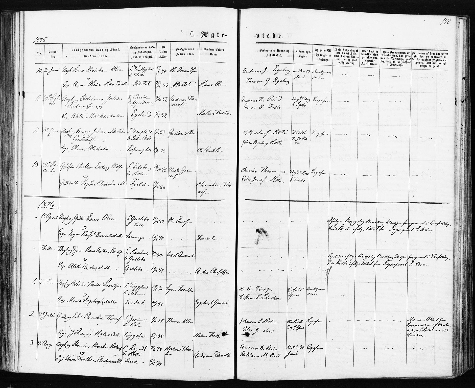 Spydeberg prestekontor Kirkebøker, AV/SAO-A-10924/F/Fa/L0007: Parish register (official) no. I 7, 1875-1885, p. 140