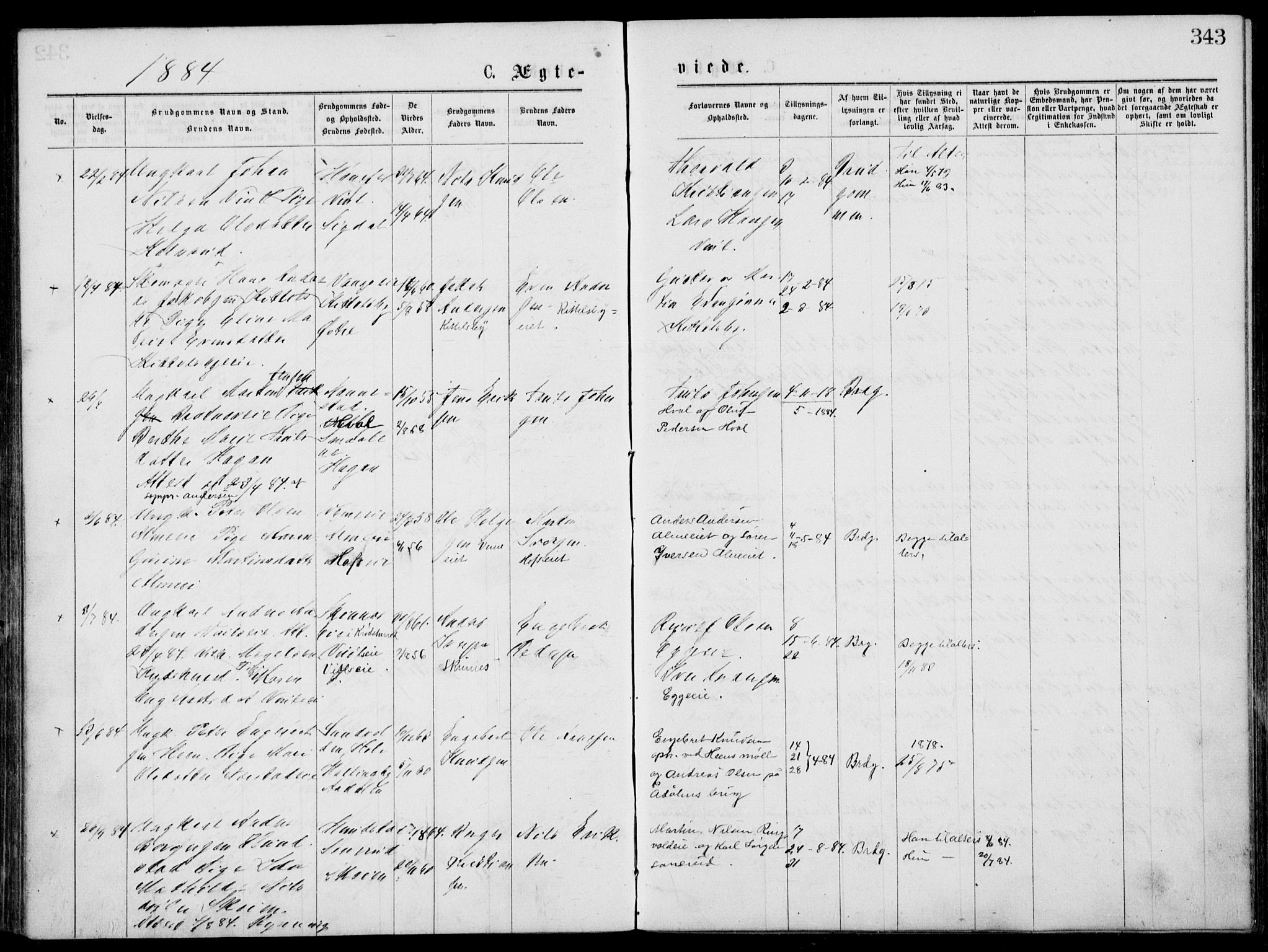 Norderhov kirkebøker, SAKO/A-237/G/Gb/L0001: Parish register (copy) no. II 1, 1876-1899, p. 343