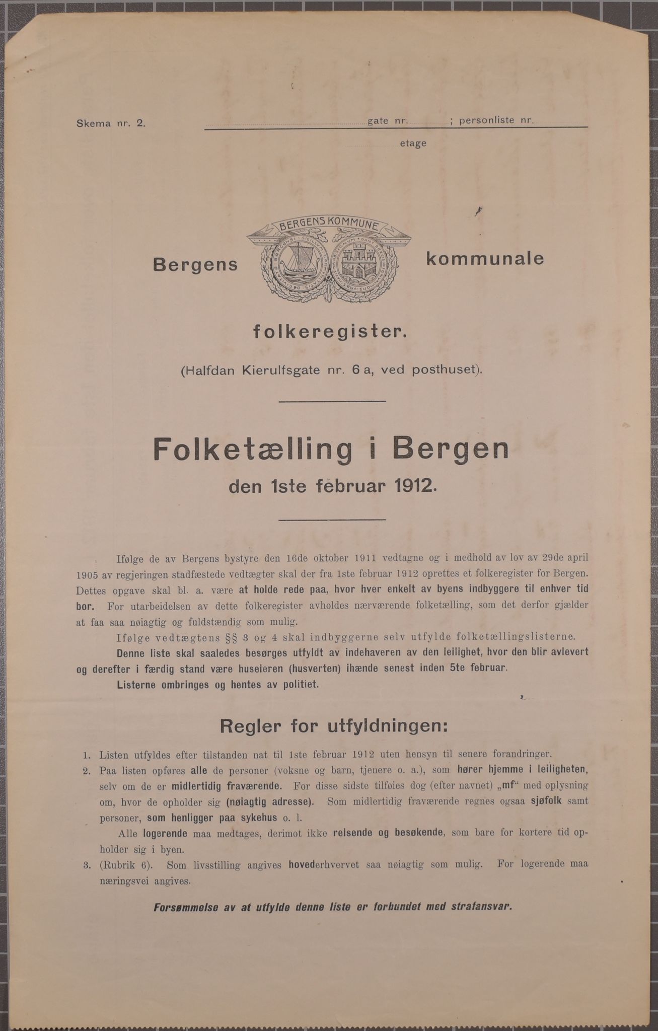 SAB, Municipal Census 1912 for Bergen, 1912, p. 1896