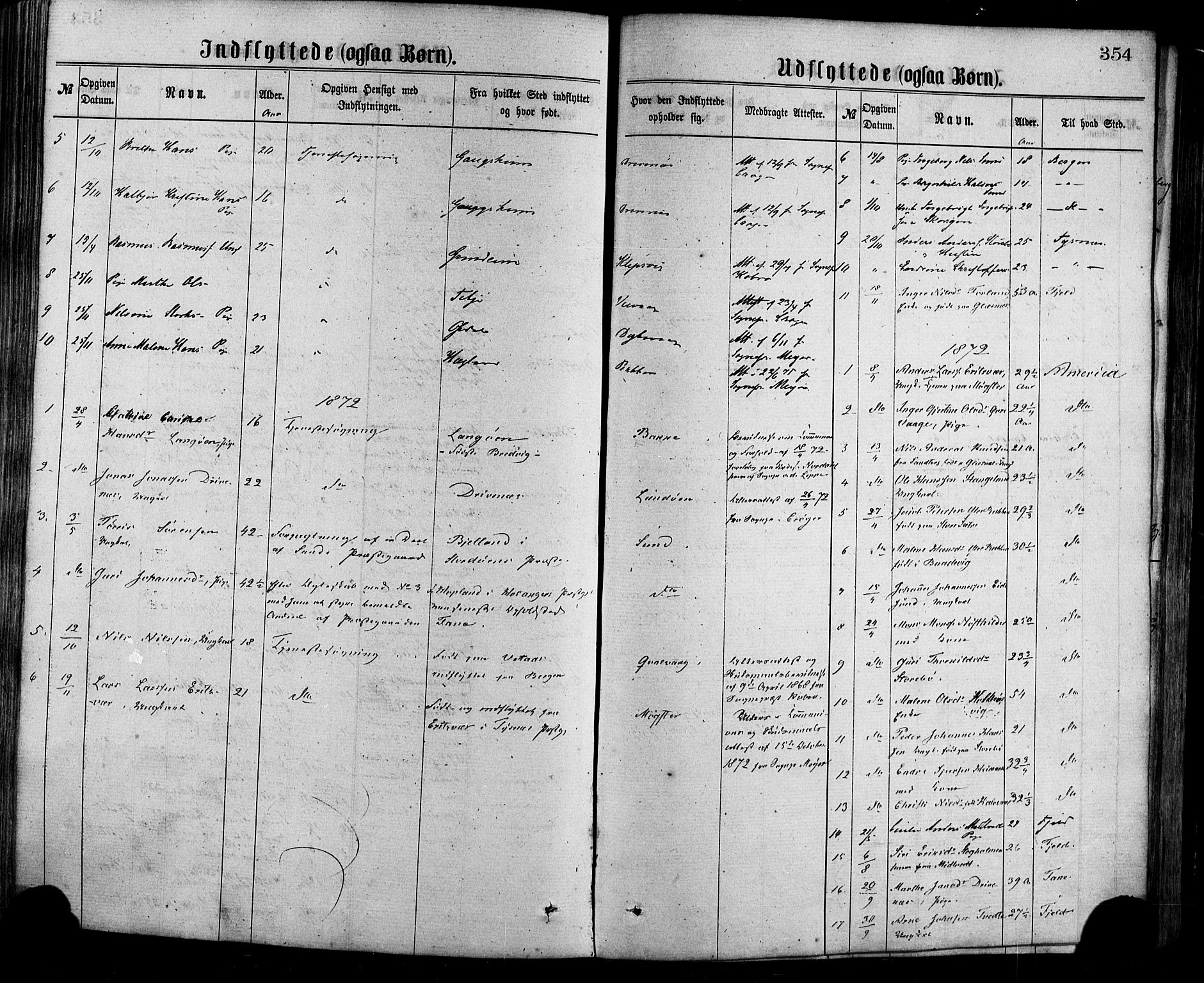 Sund sokneprestembete, SAB/A-99930: Parish register (official) no. A 15, 1867-1881, p. 354