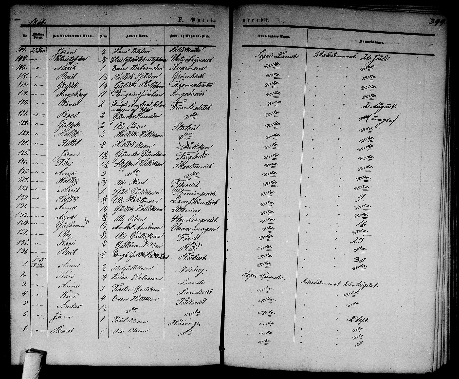 Flesberg kirkebøker, SAKO/A-18/G/Ga/L0003: Parish register (copy) no. I 3, 1861-1889, p. 399