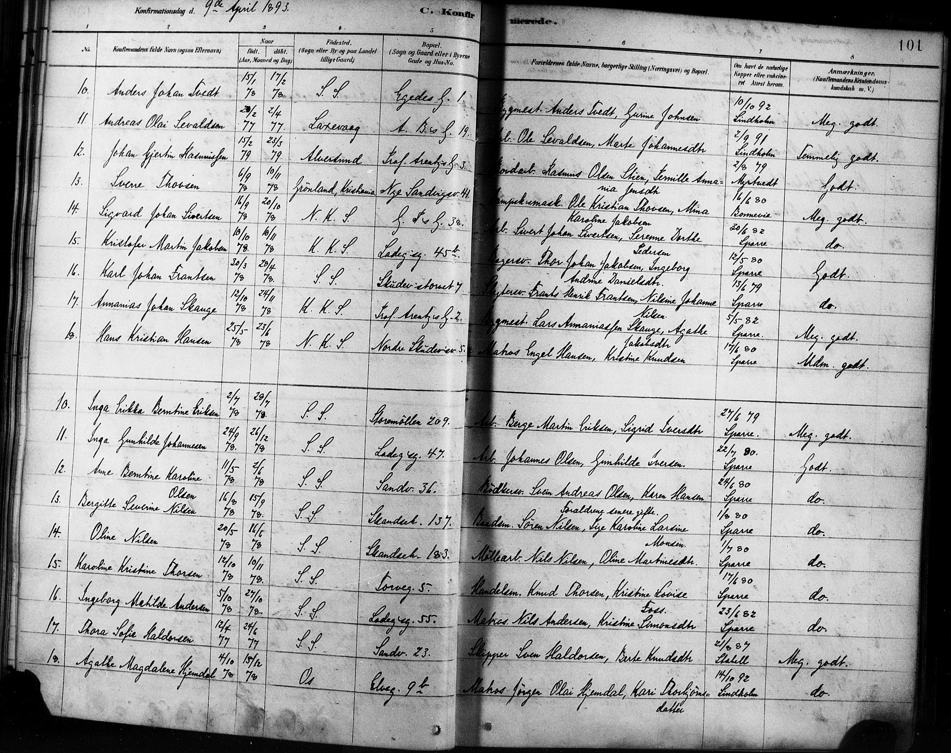 Sandviken Sokneprestembete, AV/SAB-A-77601/H/Ha/L0002: Parish register (official) no. A 2, 1878-1896, p. 101