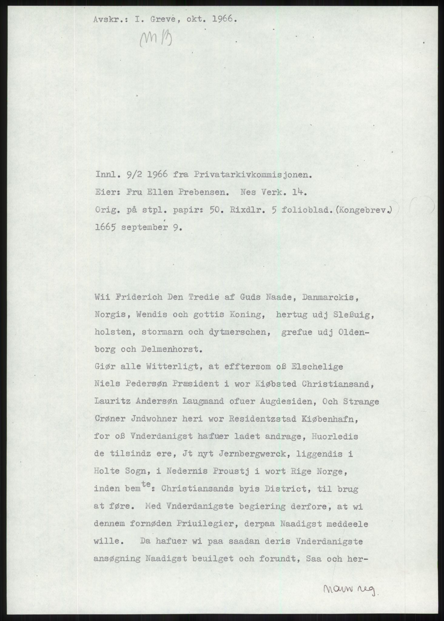 Samlinger til kildeutgivelse, Diplomavskriftsamlingen, RA/EA-4053/H/Ha, p. 109