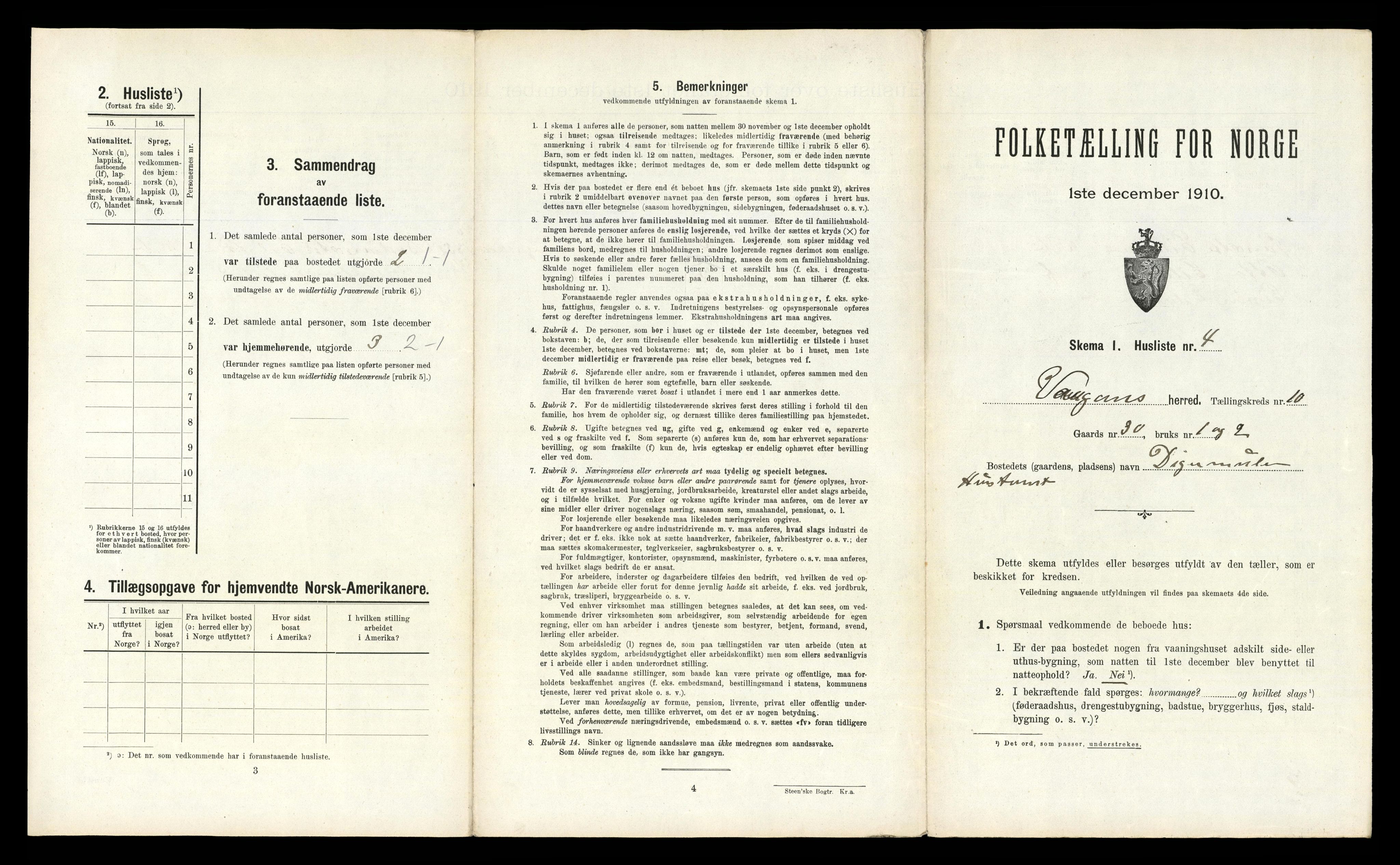 RA, 1910 census for Vågan, 1910, p. 1555