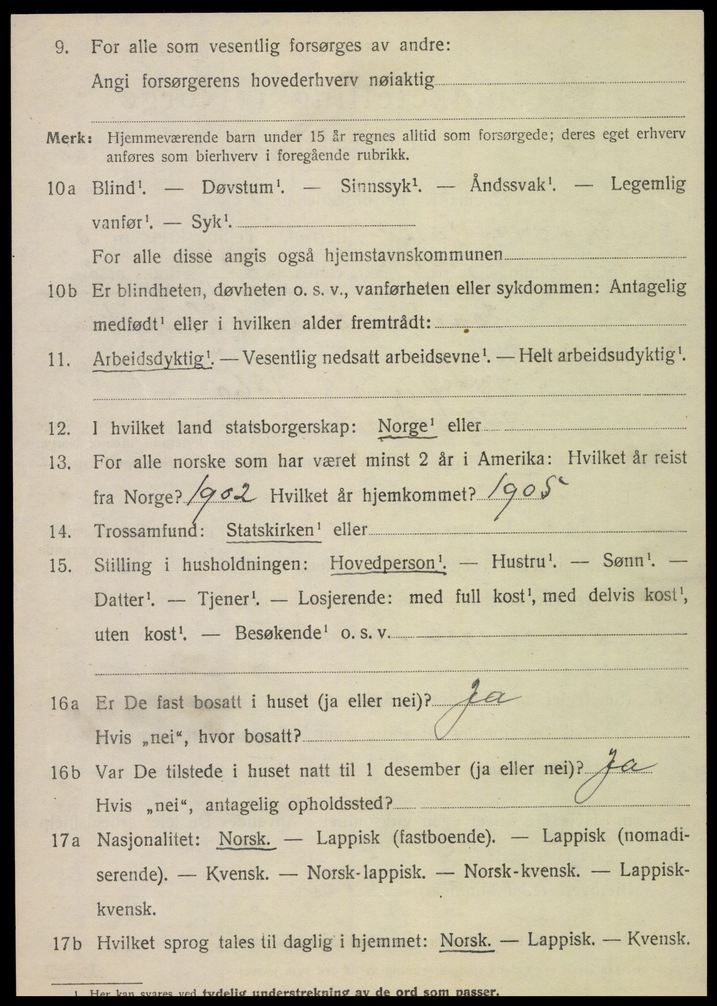 SAT, 1920 census for Vik, 1920, p. 2936