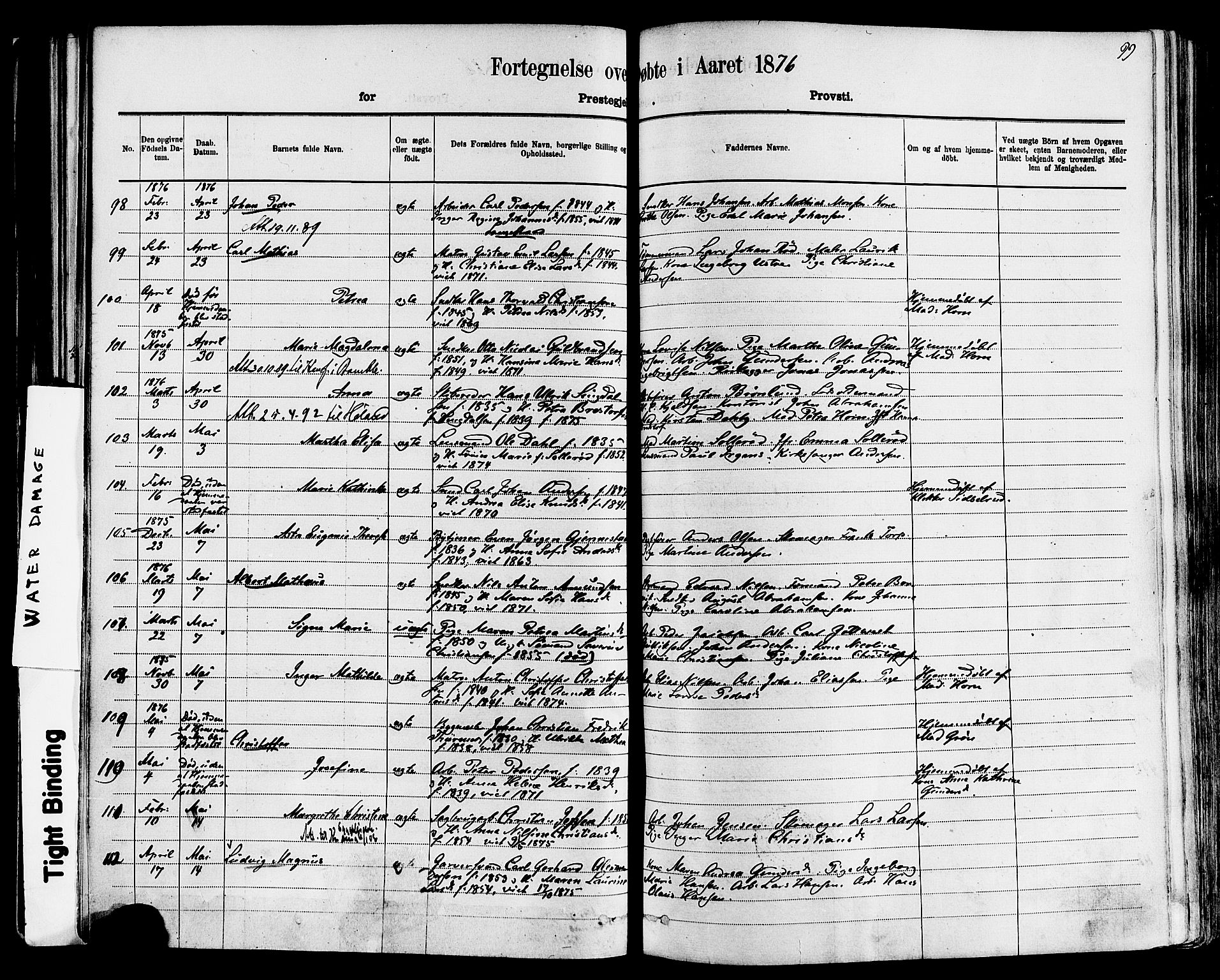 Larvik kirkebøker, AV/SAKO-A-352/F/Fa/L0006: Parish register (official) no. I 6, 1871-1883, p. 99