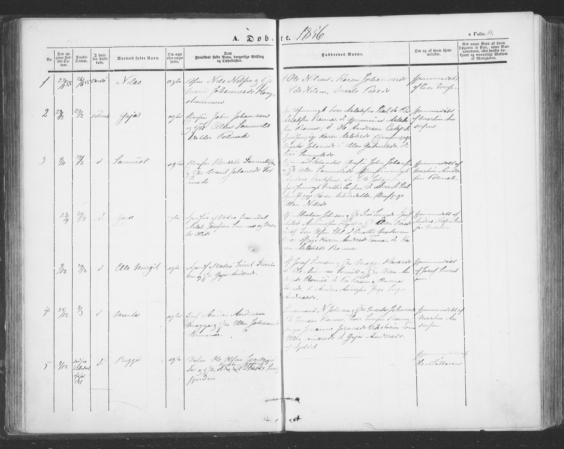 Tana sokneprestkontor, SATØ/S-1334/H/Ha/L0001kirke: Parish register (official) no. 1, 1846-1861, p. 59