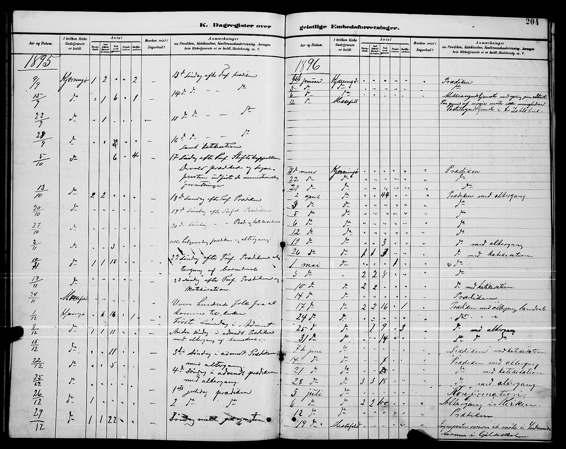 Ministerialprotokoller, klokkerbøker og fødselsregistre - Nordland, SAT/A-1459/803/L0076: Parish register (copy) no. 803C03, 1882-1897, p. 204