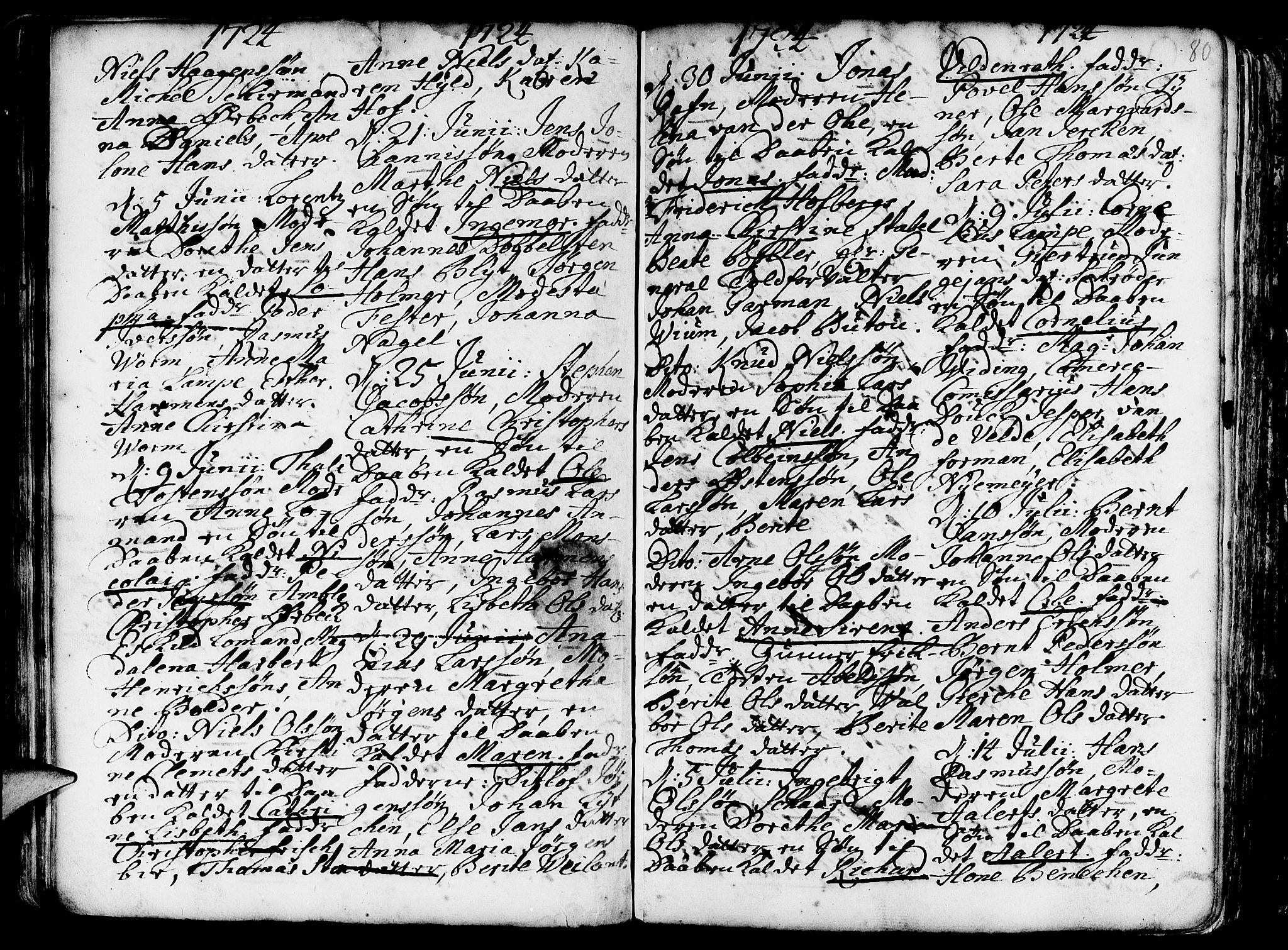 Nykirken Sokneprestembete, AV/SAB-A-77101/H/Haa/L0003: Parish register (official) no. A 3, 1717-1764, p. 80