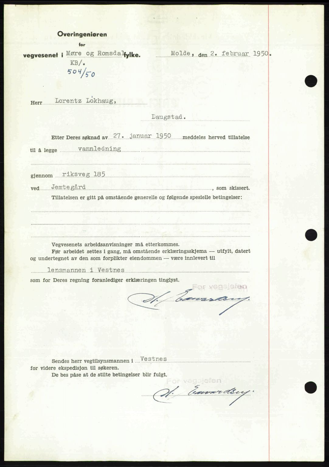 Romsdal sorenskriveri, AV/SAT-A-4149/1/2/2C: Mortgage book no. A32, 1950-1950, Diary no: : 525/1950