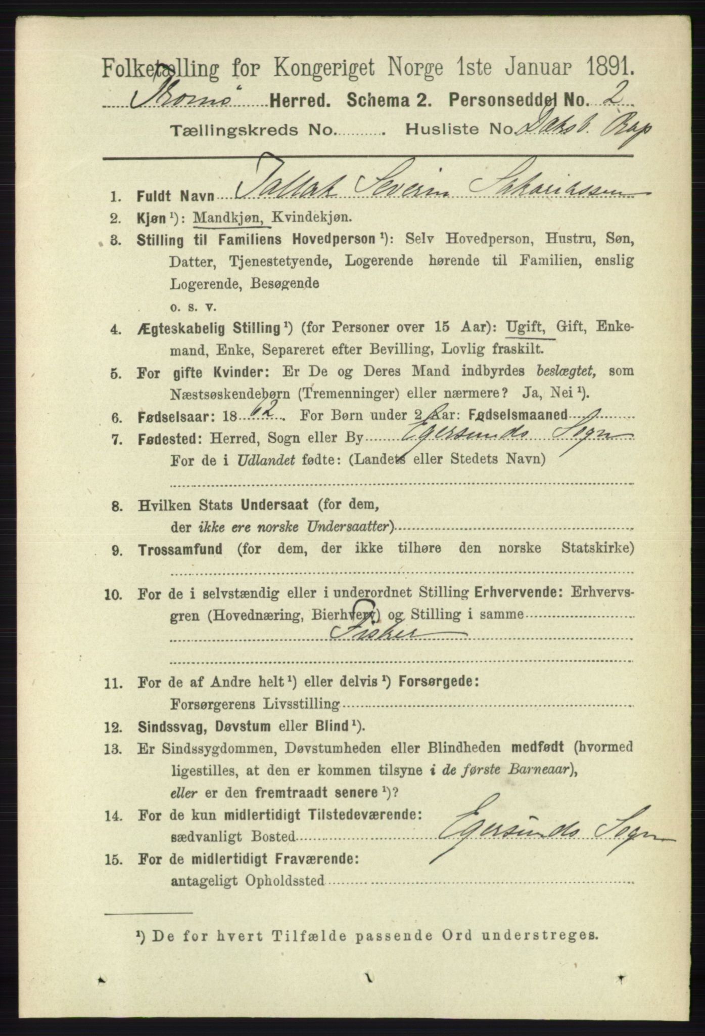 RA, 1891 census for 0921 Tromøy, 1891, p. 3040