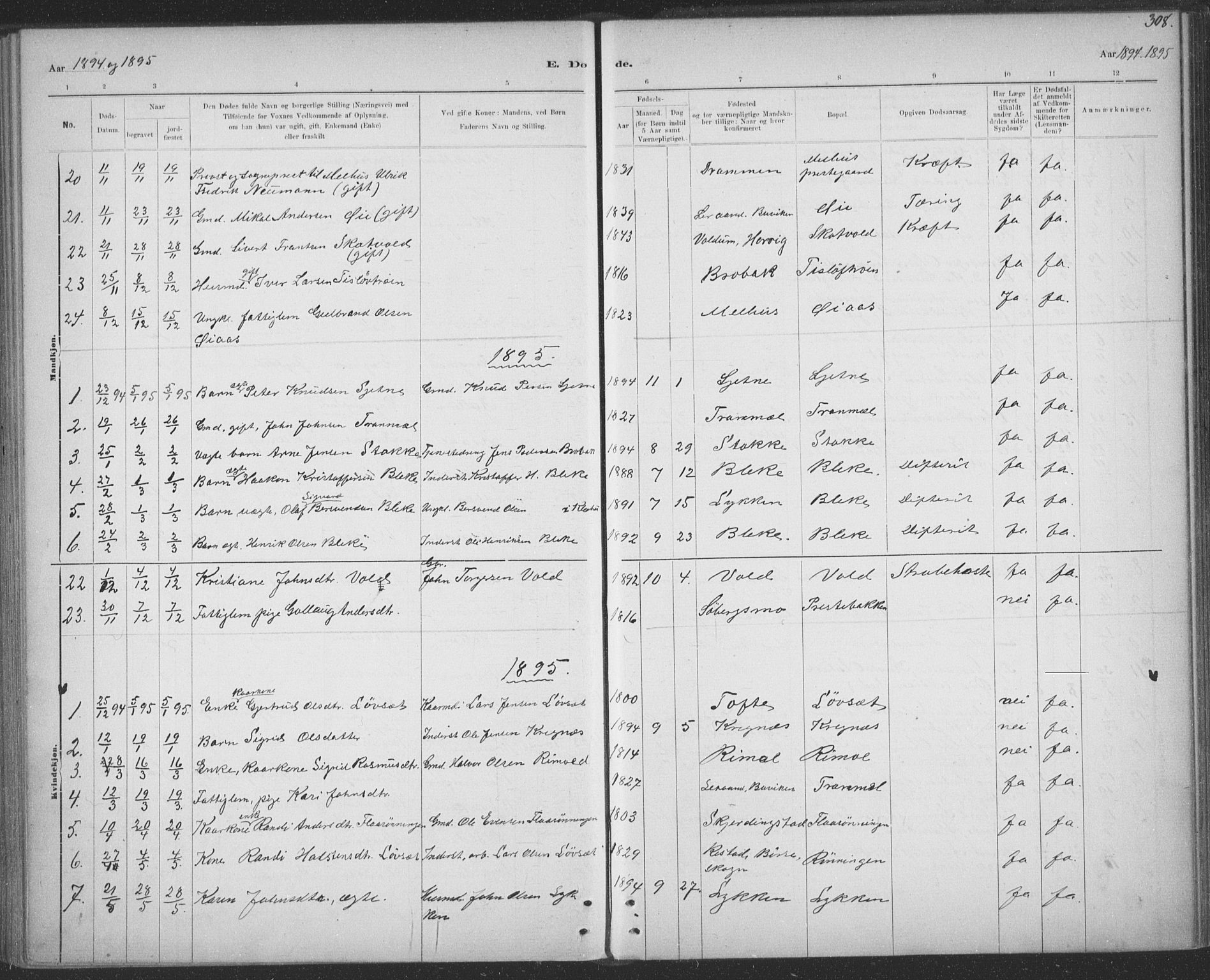 Ministerialprotokoller, klokkerbøker og fødselsregistre - Sør-Trøndelag, SAT/A-1456/691/L1085: Parish register (official) no. 691A17, 1887-1908, p. 308
