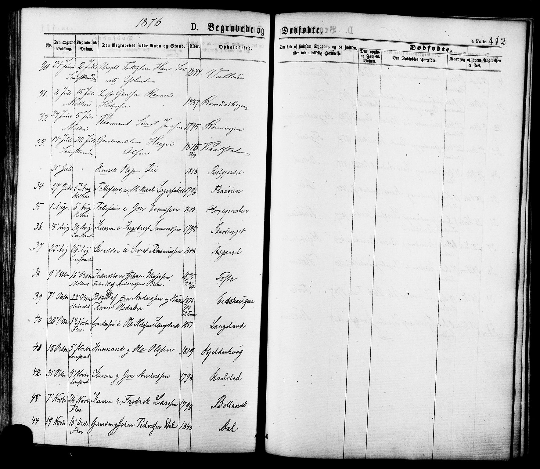 Ministerialprotokoller, klokkerbøker og fødselsregistre - Sør-Trøndelag, SAT/A-1456/691/L1079: Parish register (official) no. 691A11, 1873-1886, p. 412