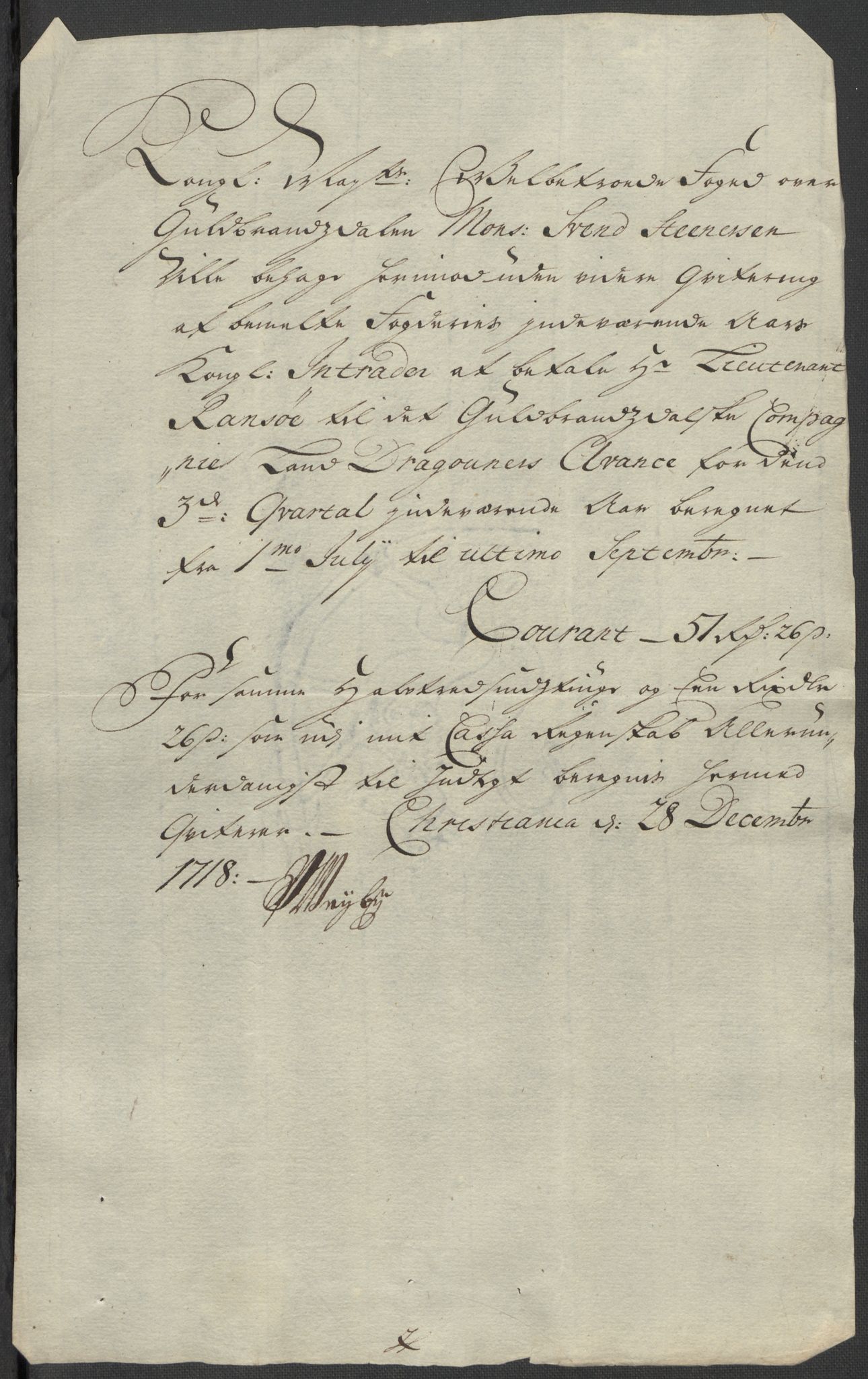 Rentekammeret inntil 1814, Reviderte regnskaper, Fogderegnskap, AV/RA-EA-4092/R17/L1188: Fogderegnskap Gudbrandsdal, 1718, p. 243