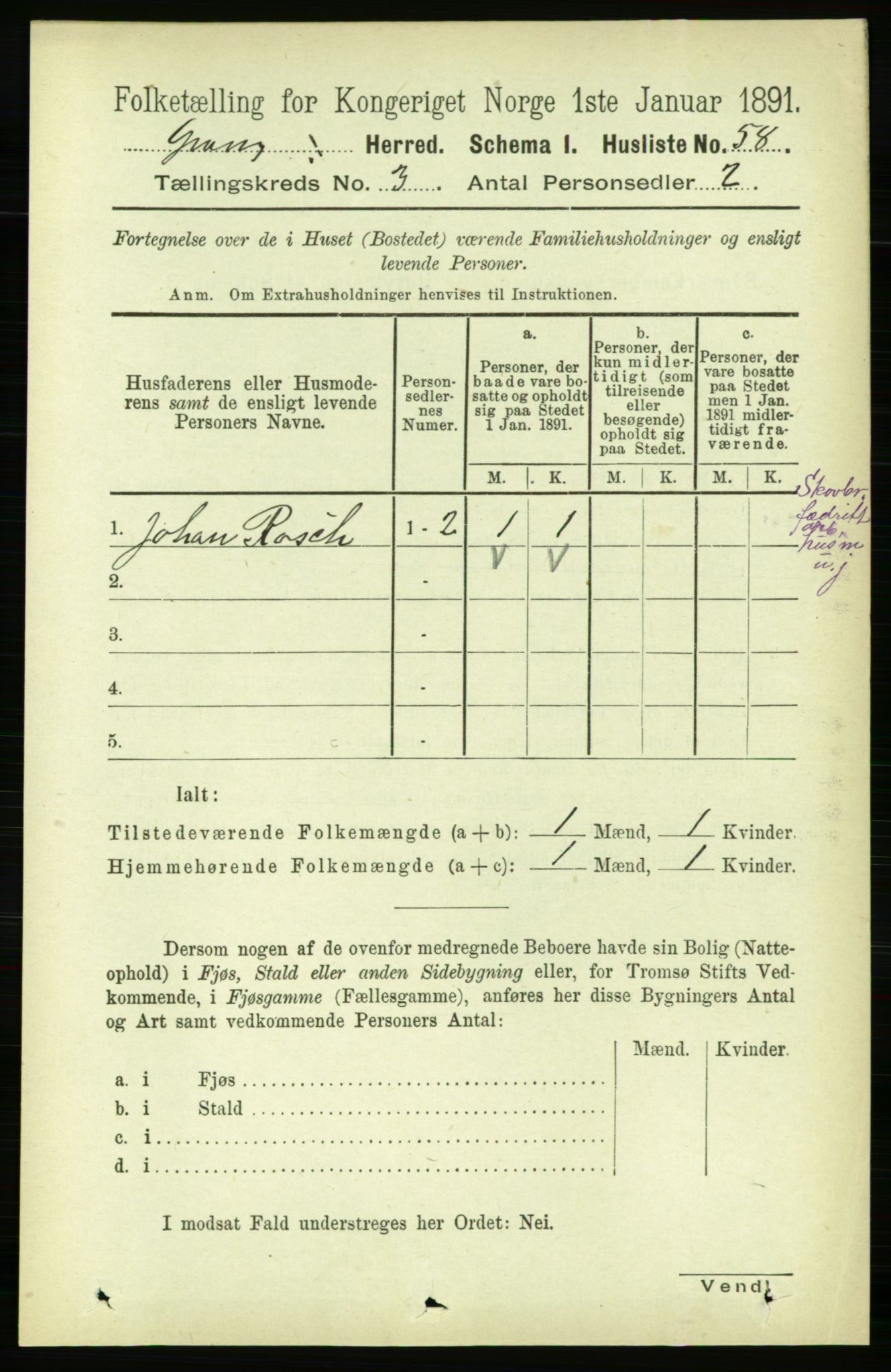 RA, 1891 census for 1742 Grong, 1891, p. 1085