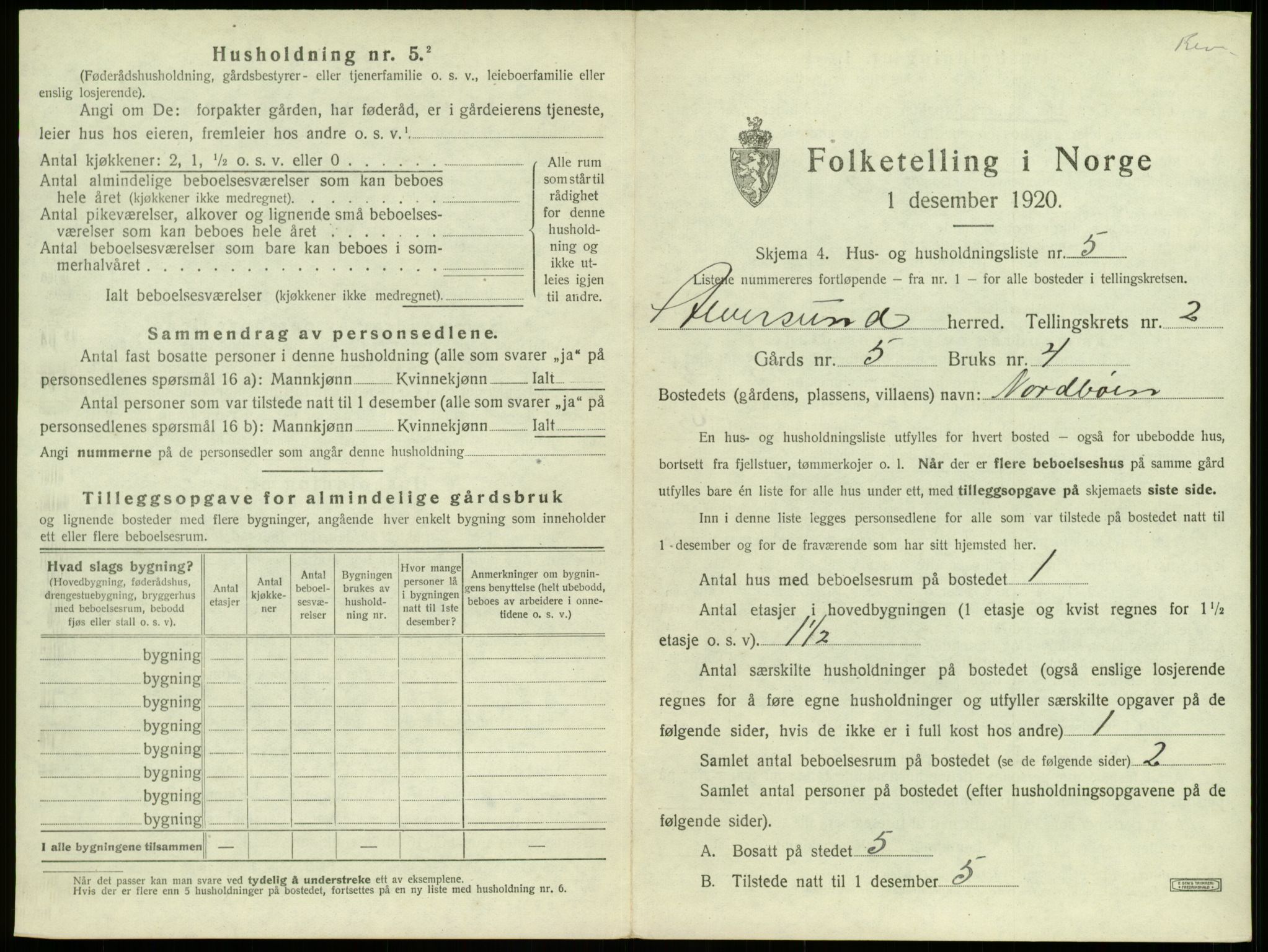 SAB, 1920 census for Alversund, 1920, p. 125