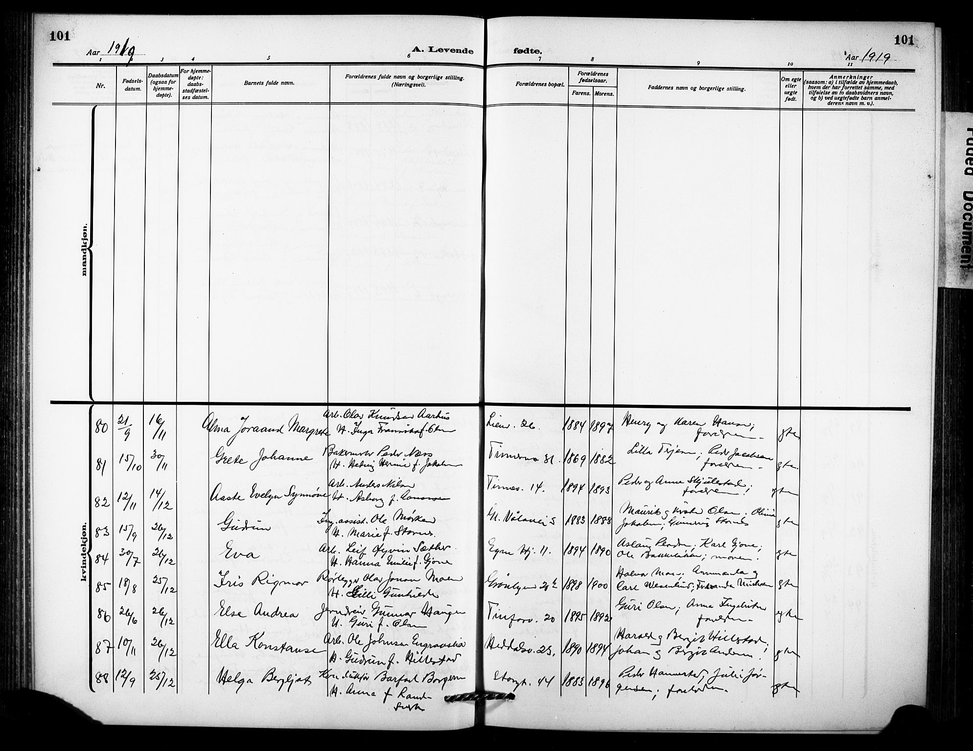 Notodden kirkebøker, AV/SAKO-A-290/G/Ga/L0001: Parish register (copy) no. 1, 1912-1923, p. 101