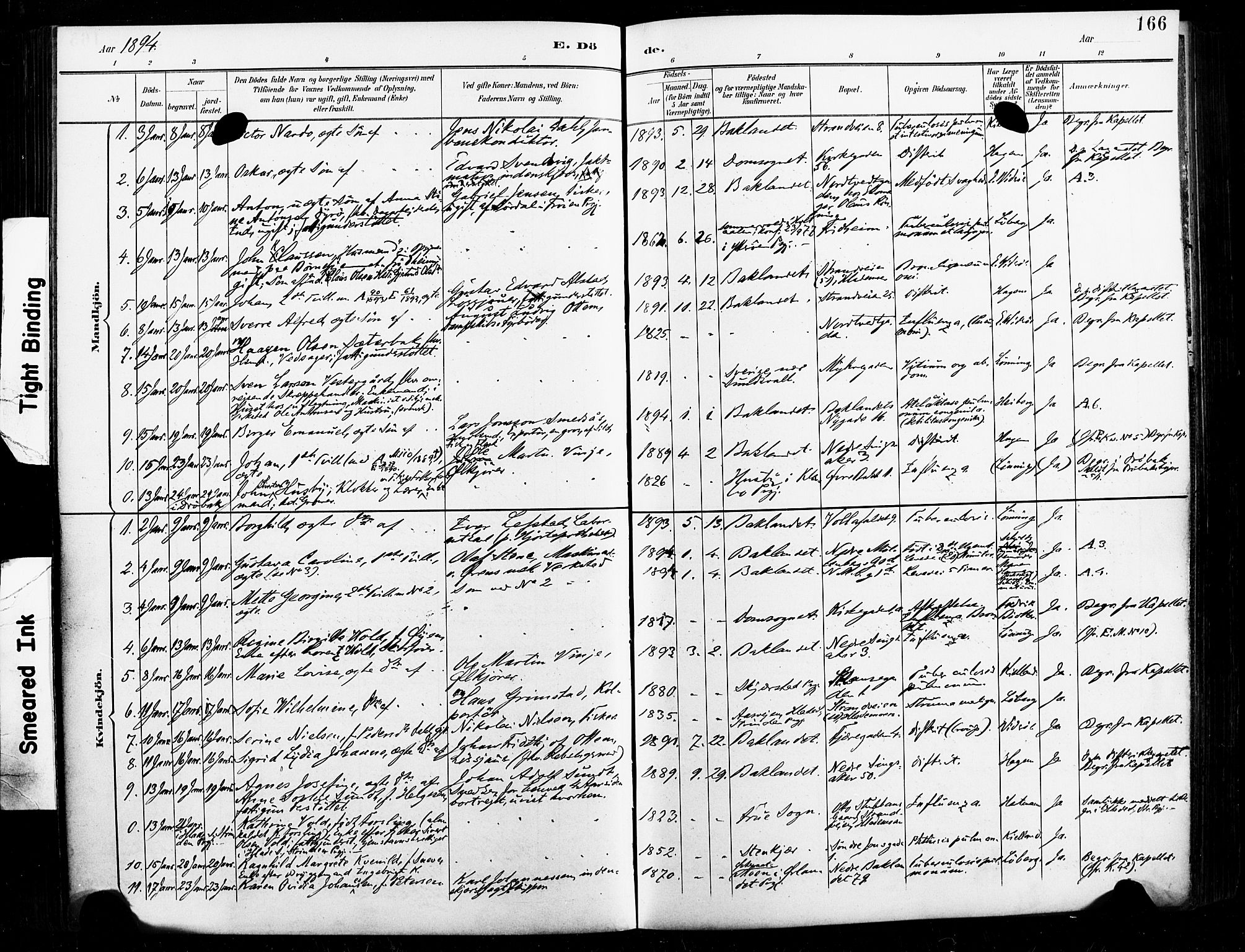 Ministerialprotokoller, klokkerbøker og fødselsregistre - Sør-Trøndelag, SAT/A-1456/604/L0198: Parish register (official) no. 604A19, 1893-1900, p. 166