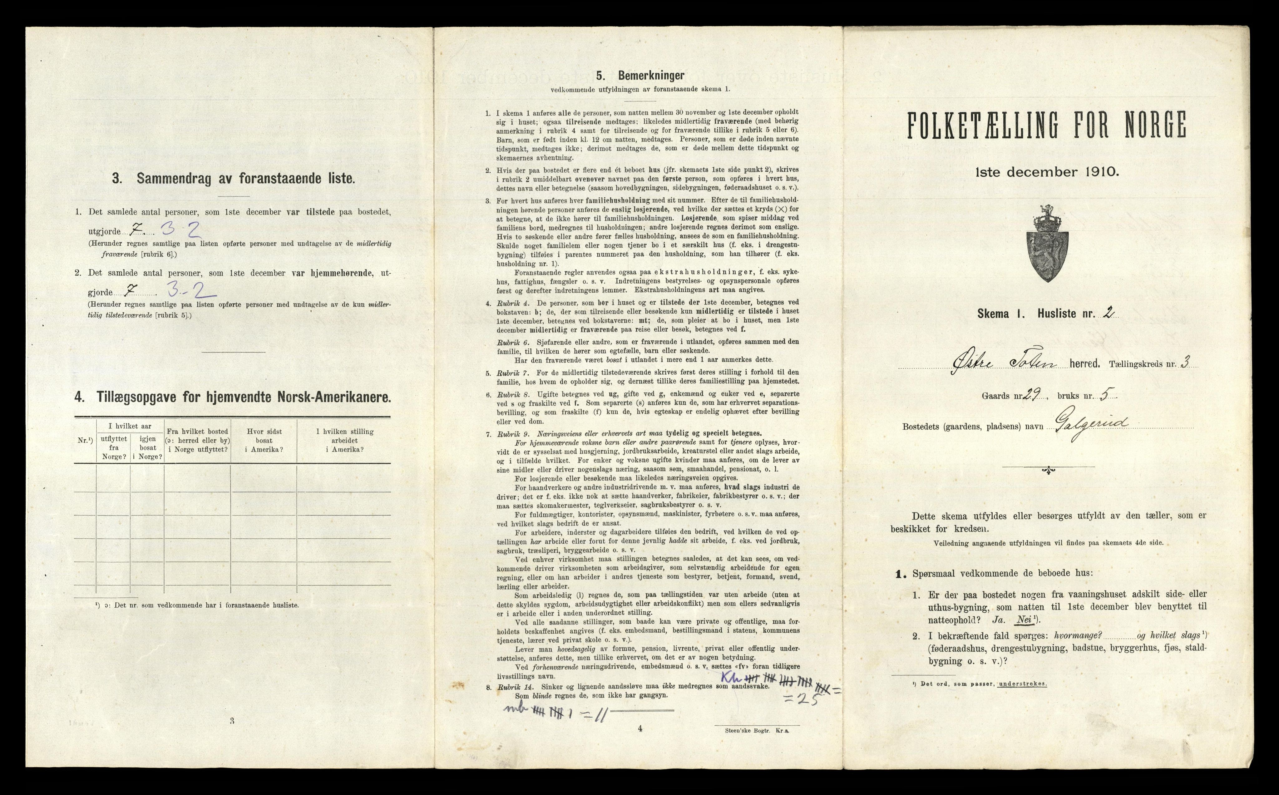 RA, 1910 census for Østre Toten, 1910, p. 555