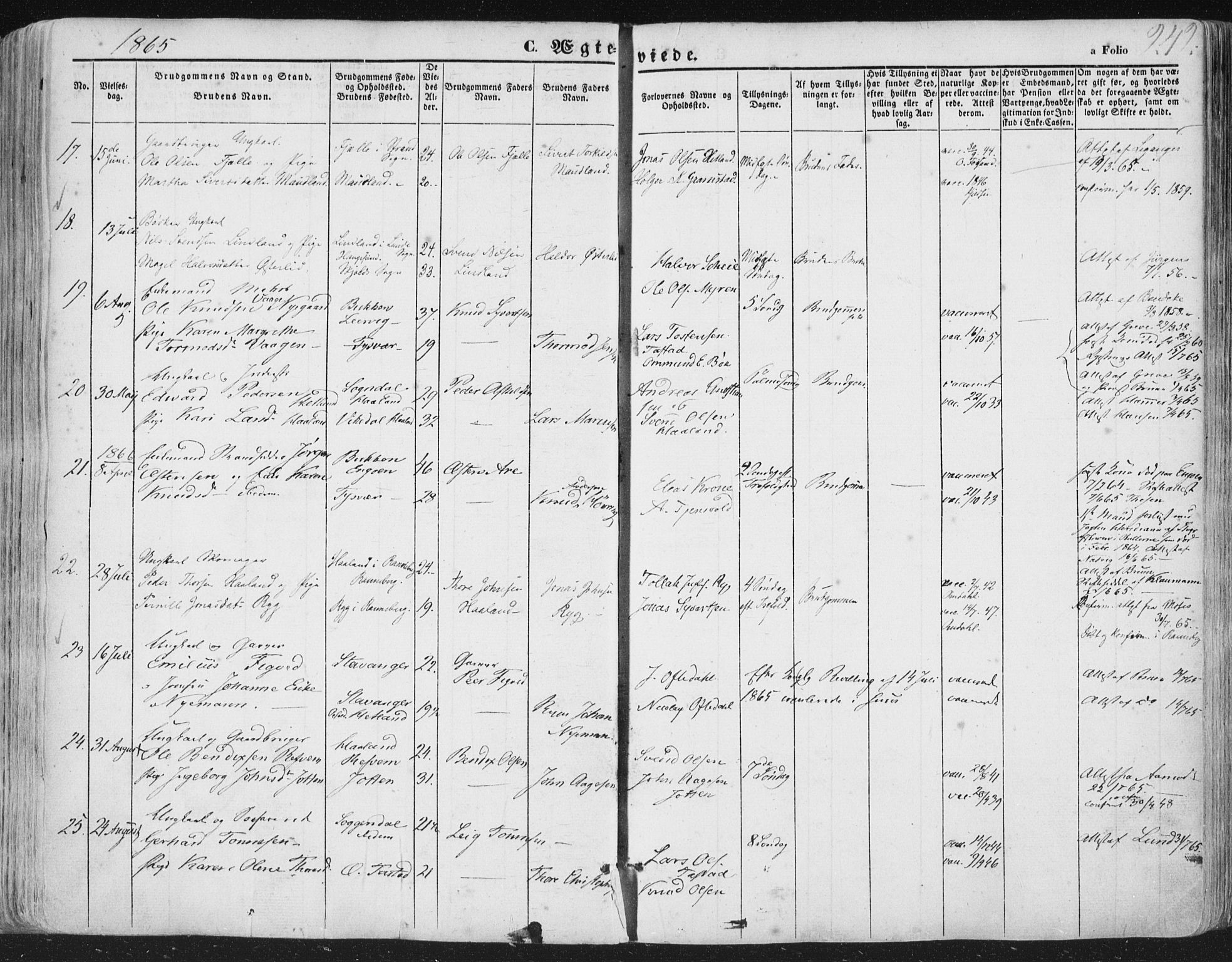 Hetland sokneprestkontor, AV/SAST-A-101826/30/30BA/L0002: Parish register (official) no. A 2, 1849-1869, p. 242