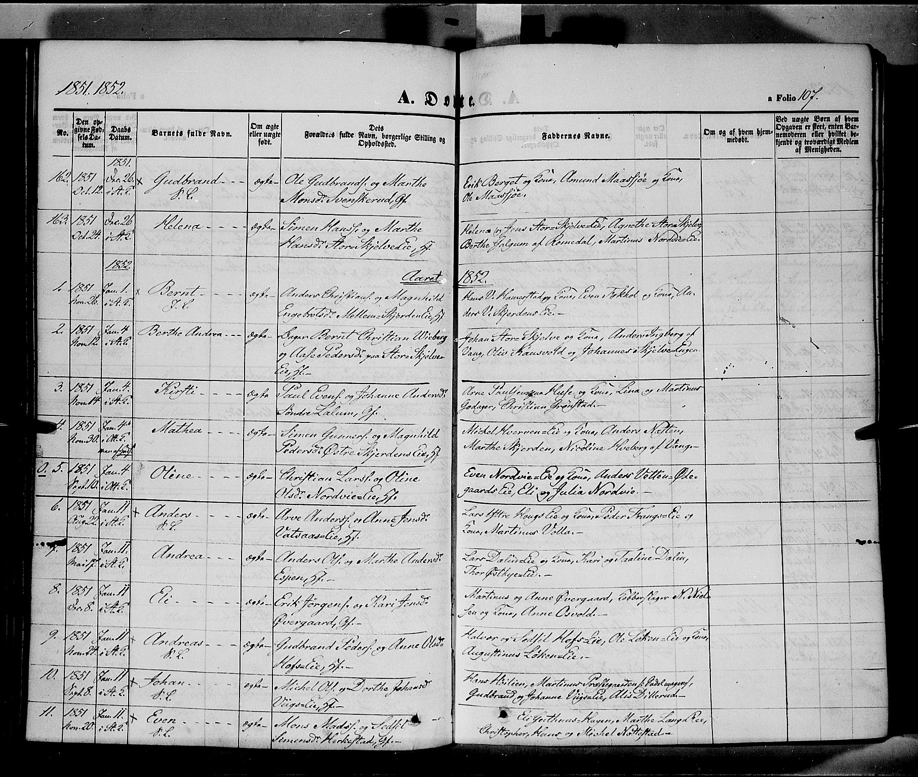 Stange prestekontor, SAH/PREST-002/K/L0011: Parish register (official) no. 11, 1846-1852, p. 107