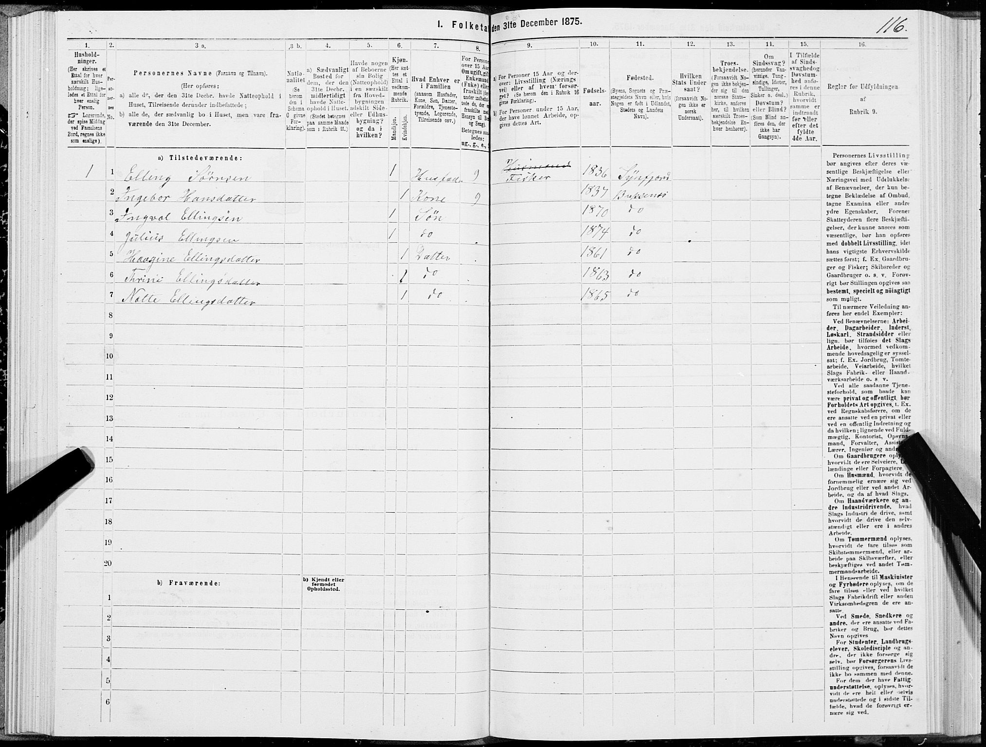 SAT, 1875 census for 1860P Buksnes, 1875, p. 2116