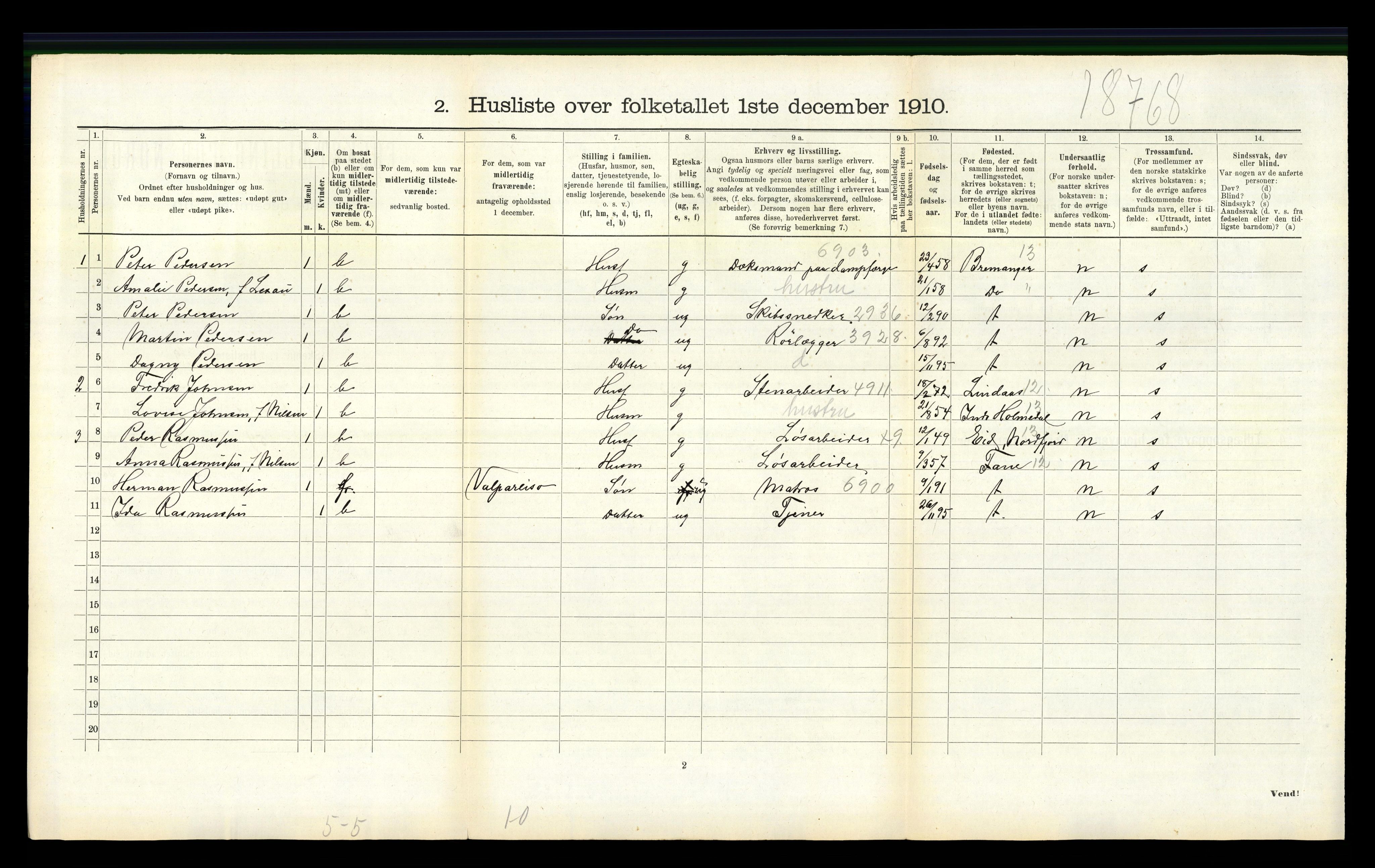 RA, 1910 census for Askøy, 1910, p. 2269